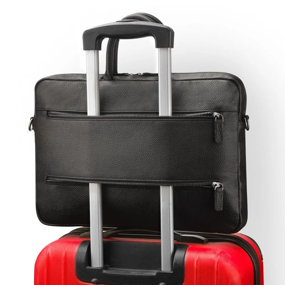 15" Leather Laptop Bag - Black