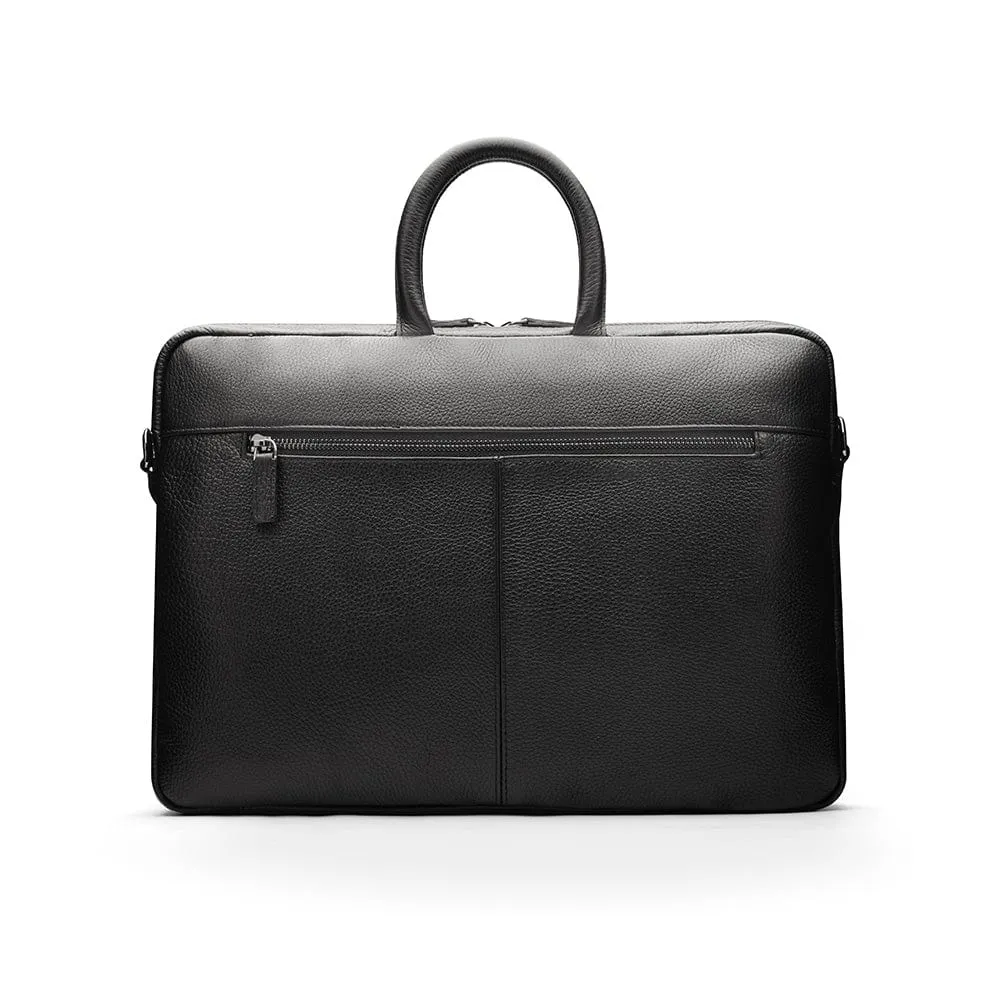 15" Leather Laptop Bag - Black
