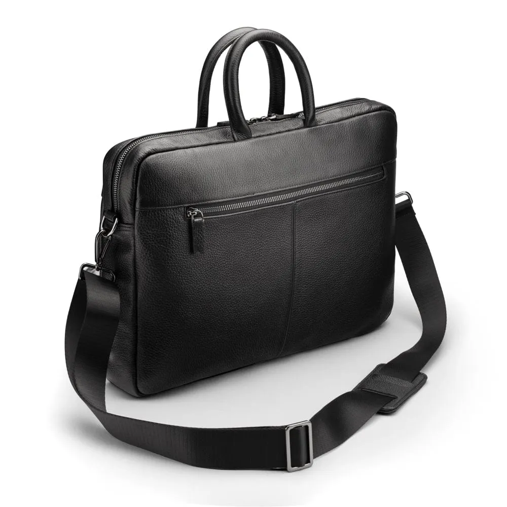 15" Leather Laptop Bag - Black