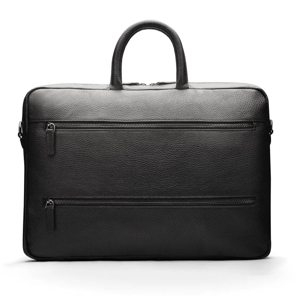 15" Leather Laptop Bag - Black