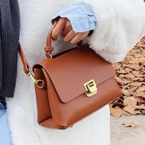 Back to College Vintage Pure color Tote bag 2021 Fashion New Quality PU Leather Women's Designer Handbag High capacity Shoulder Messenger Bag