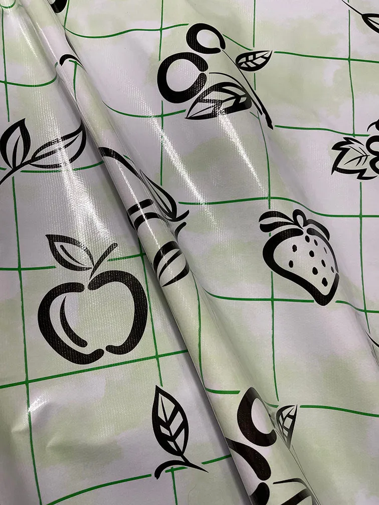 Black Green Check Oilcloth Fabric