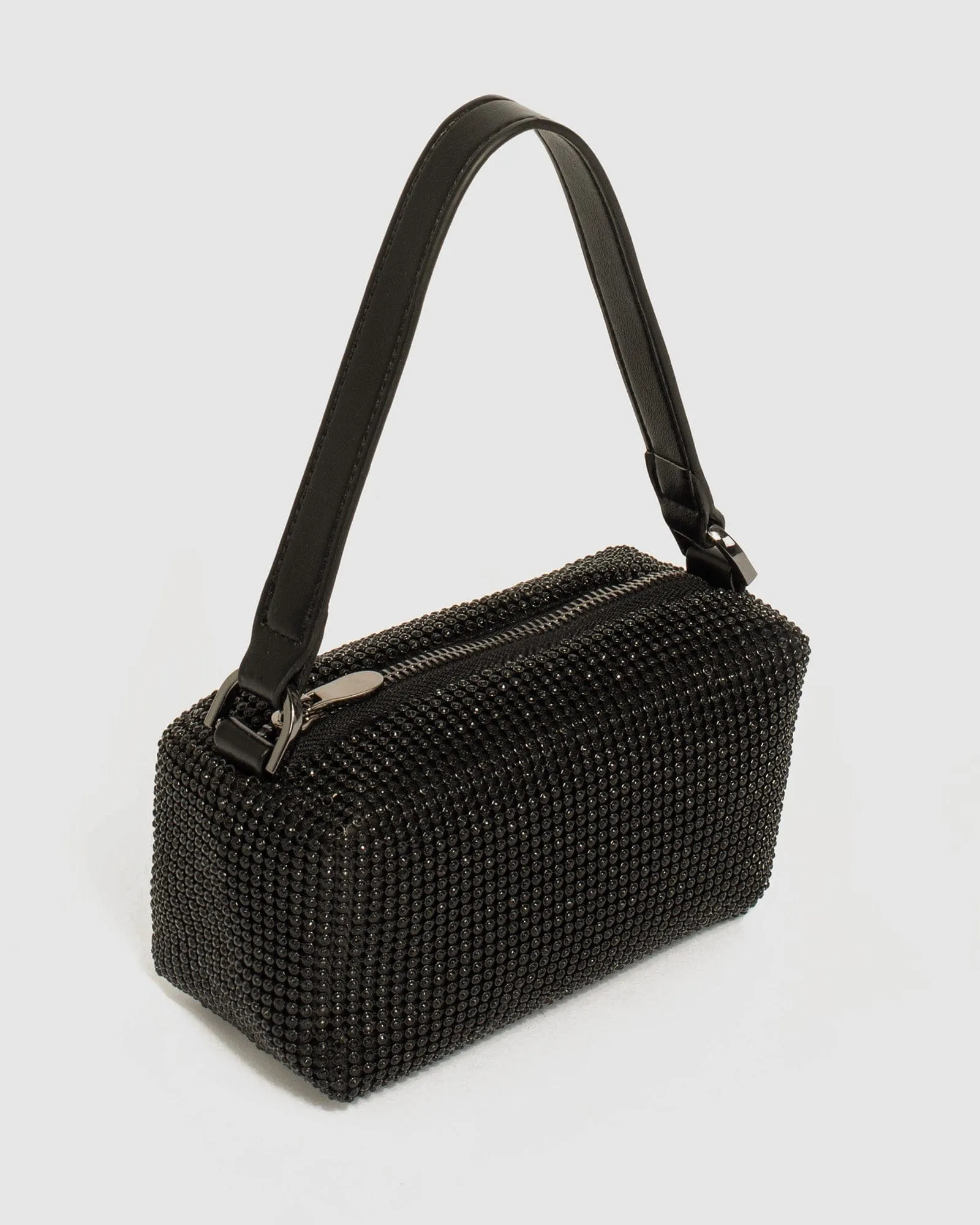 Black Monica Crystal Shoulder Bag