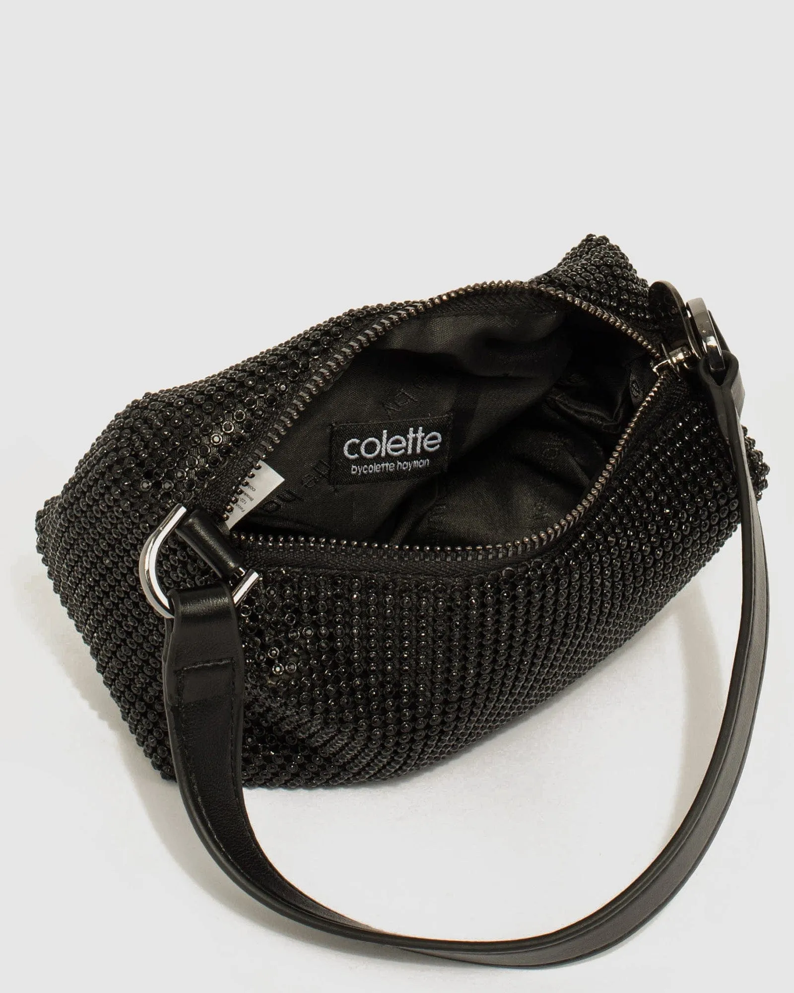 Black Monica Crystal Shoulder Bag