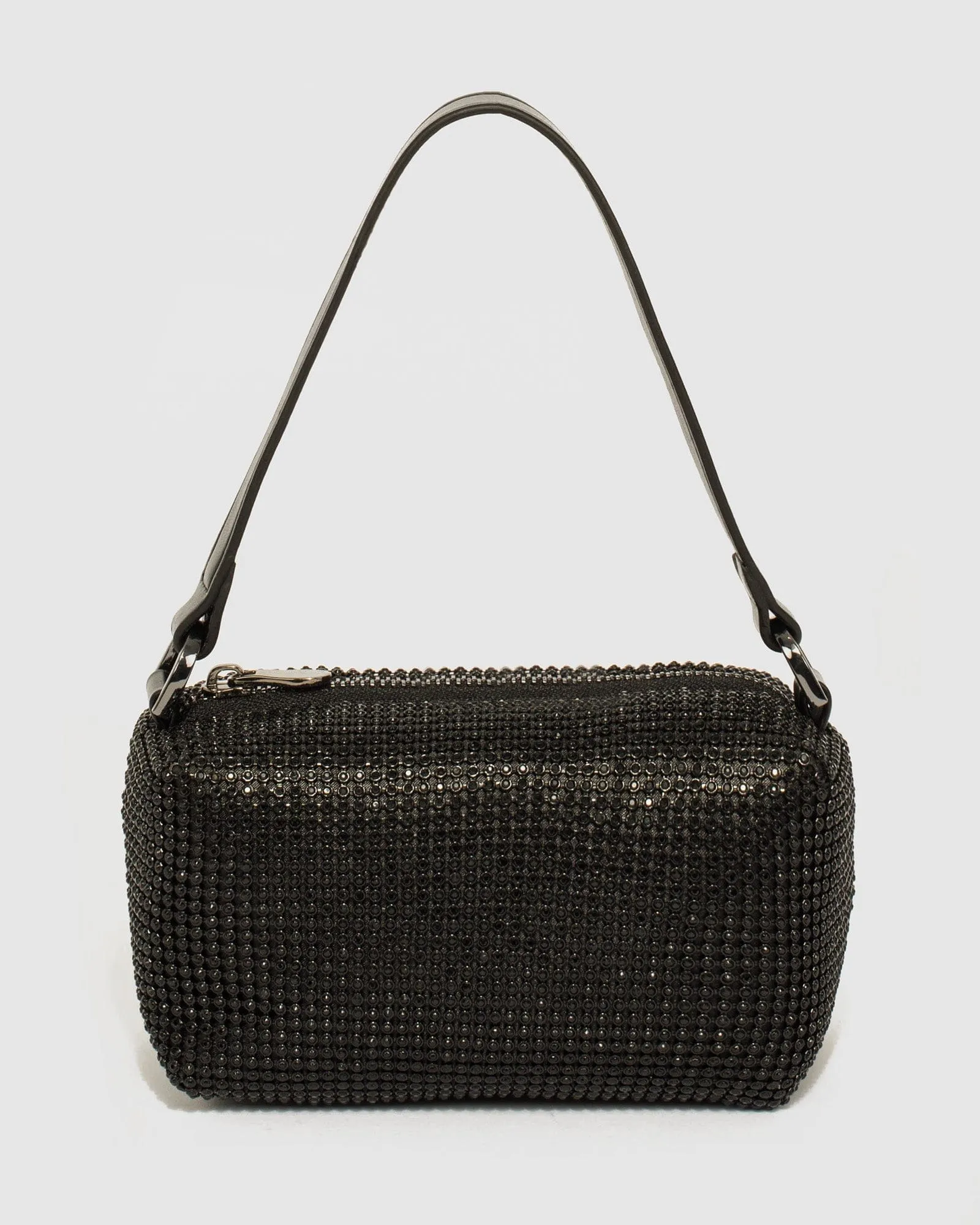Black Monica Crystal Shoulder Bag