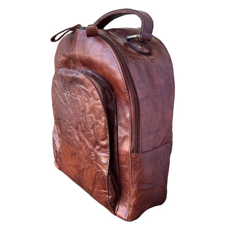 Bronco Cognac Large Curved Top Twin Backpack