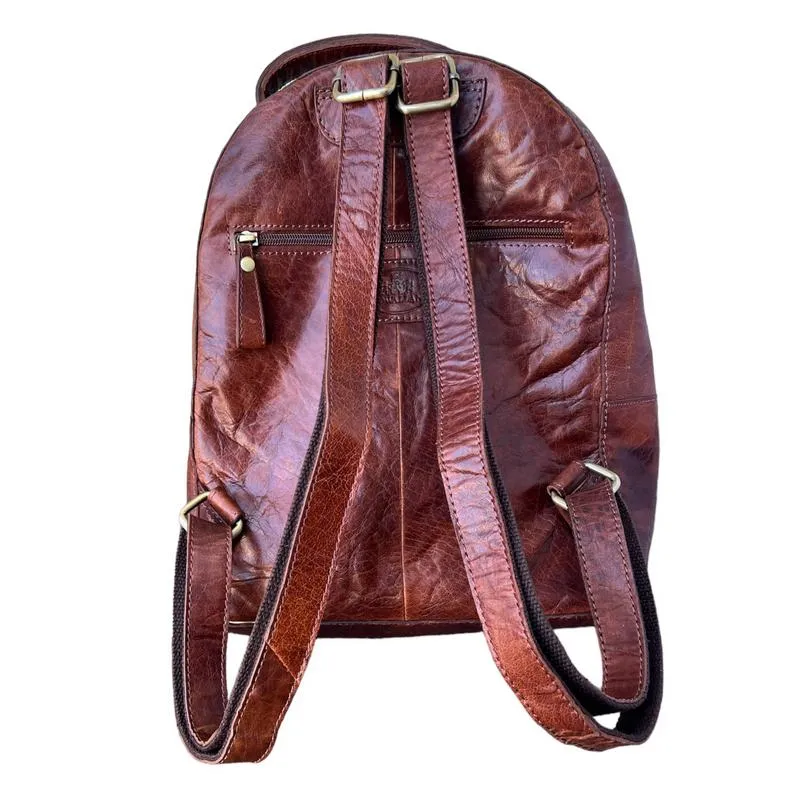 Bronco Cognac Large Curved Top Twin Backpack