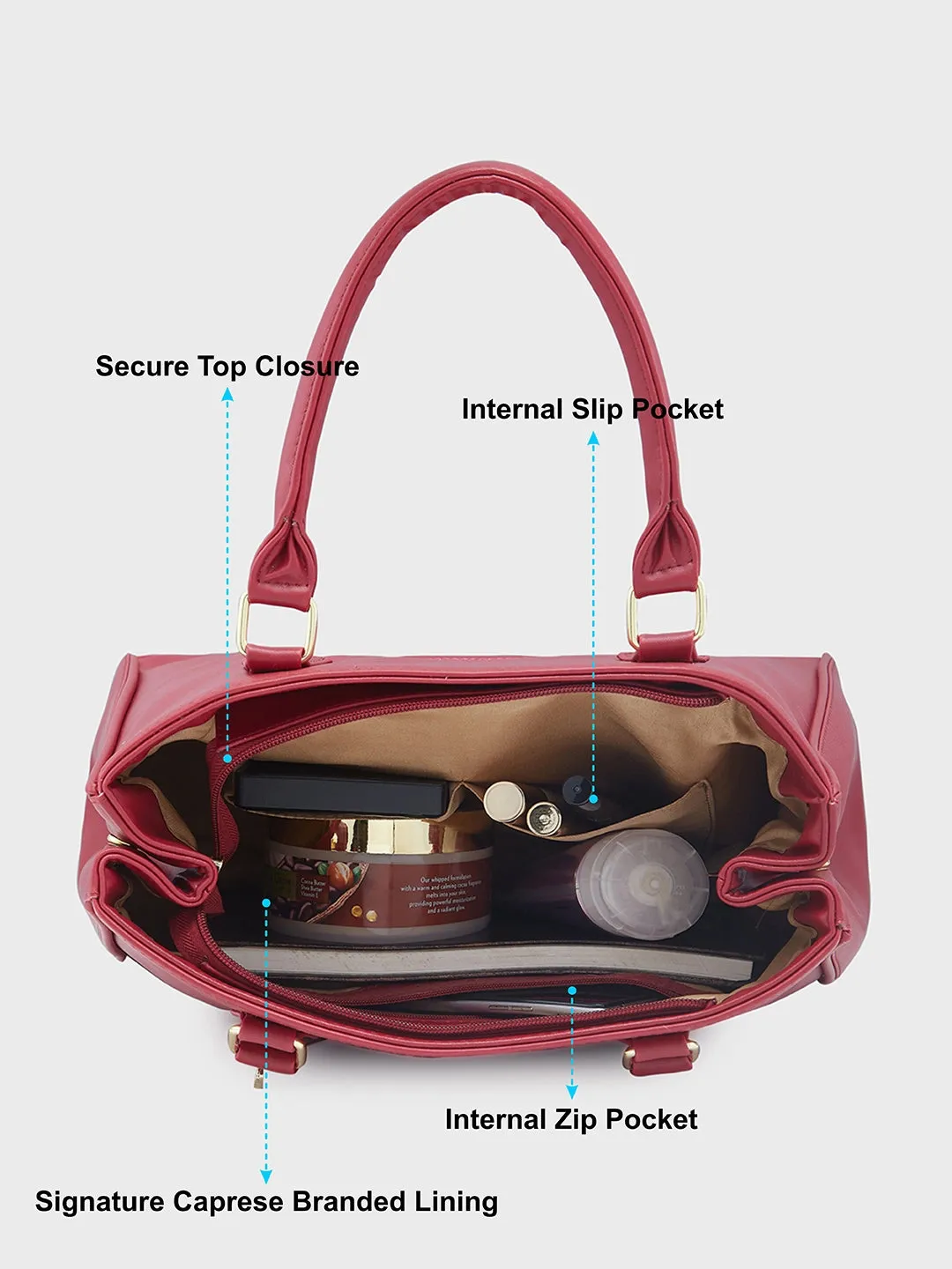 Caprese Dora Satchel Large Burgundy