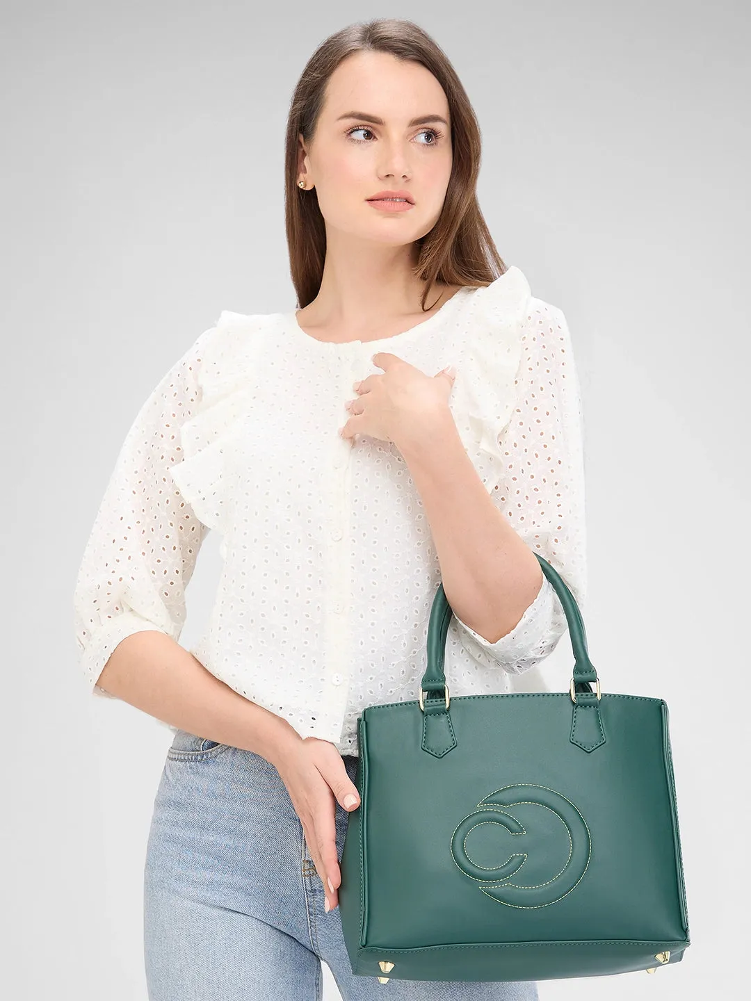 Caprese Dora Satchel Large Dark Green