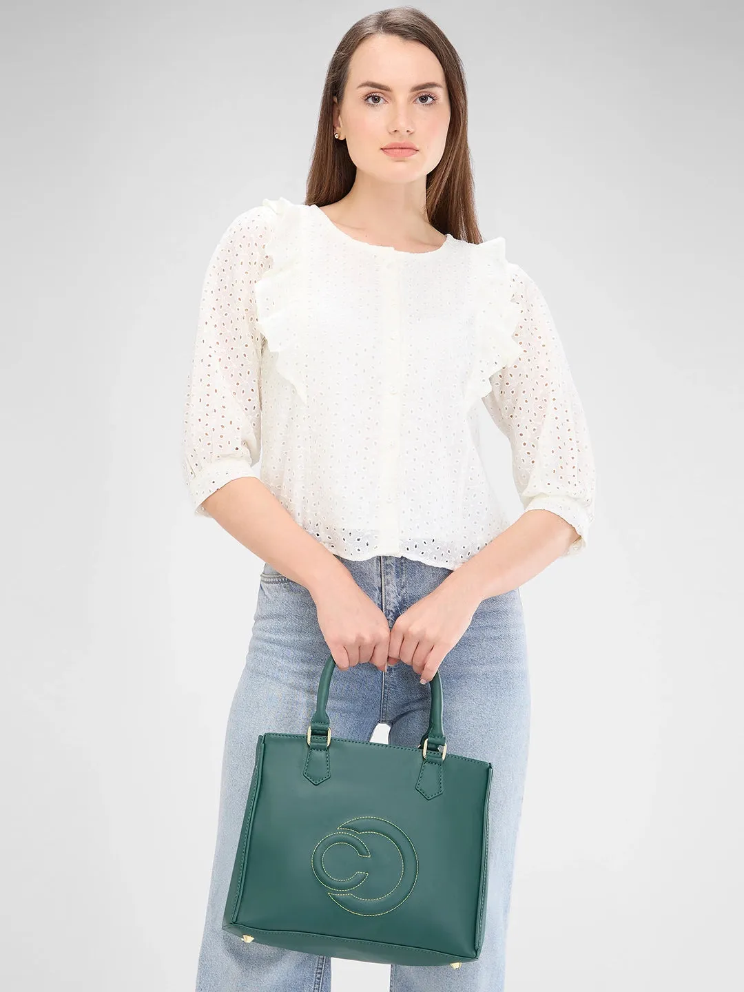Caprese Dora Satchel Large Dark Green
