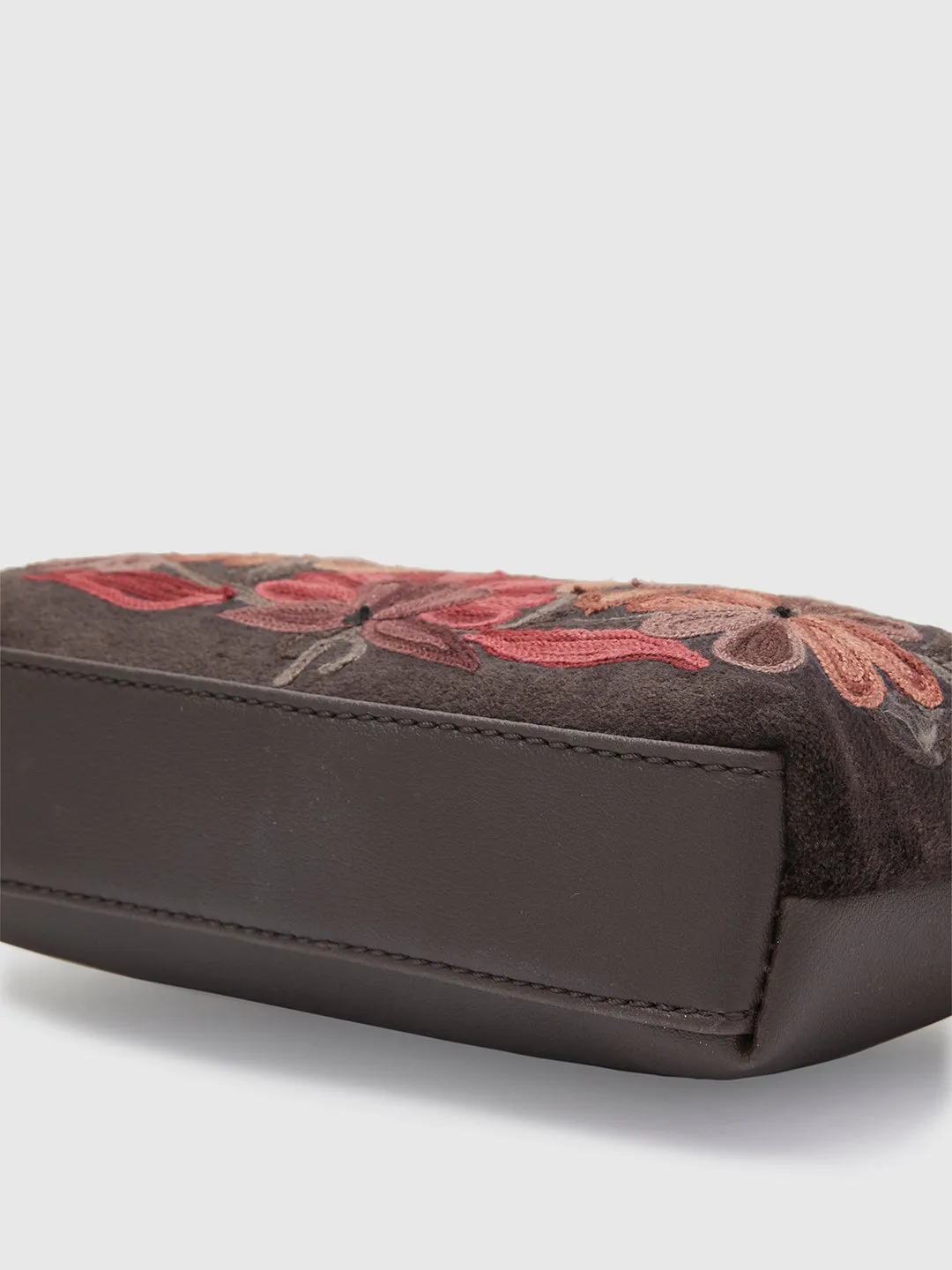 Caprese Tresna Embroidery Small Sling Handbag Brown