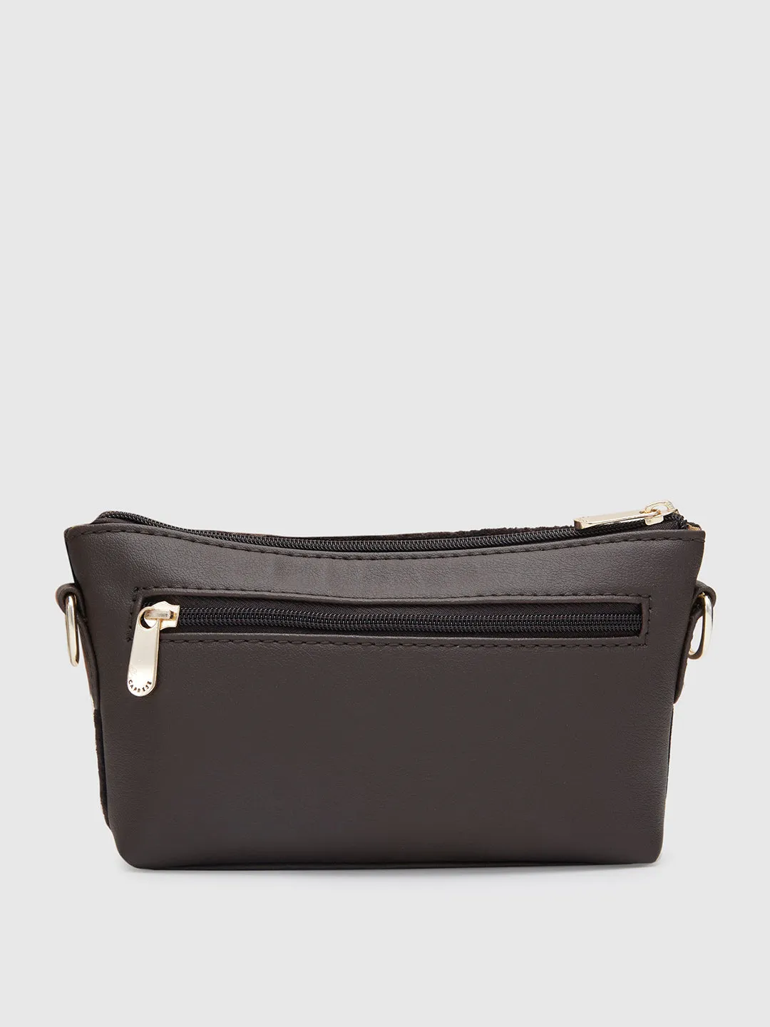 Caprese Tresna Embroidery Small Sling Handbag Brown