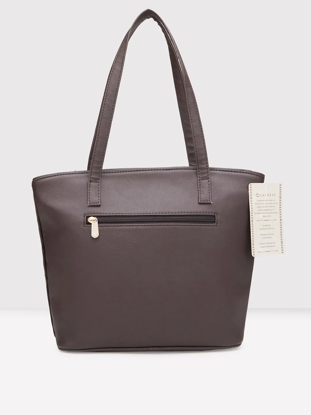 Caprese Tresna Embroidery Tote Handbag Brown