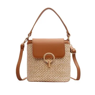 Christmas Gift casual straw women shoulder bags rattan handbags wicker woven crossbody bag summer beach buckets bag ladies travel small purses