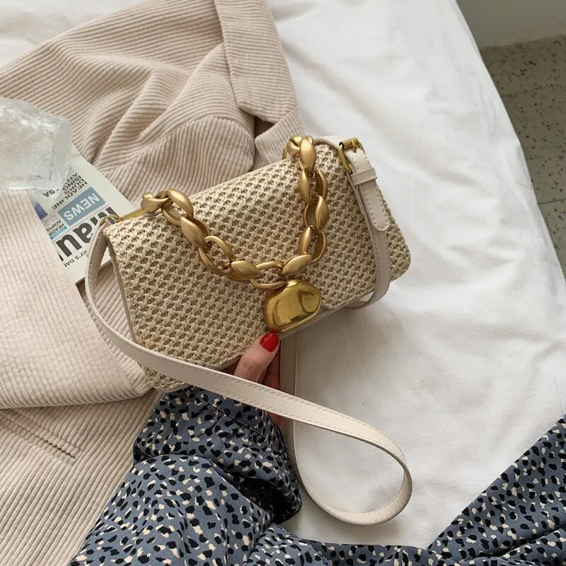 Christmas Gift с доставкой  Design Straw Crossbody Bag for Women 2021new Branded Simple Trendy Luxury Summer Solid Color Handbags Female Travel