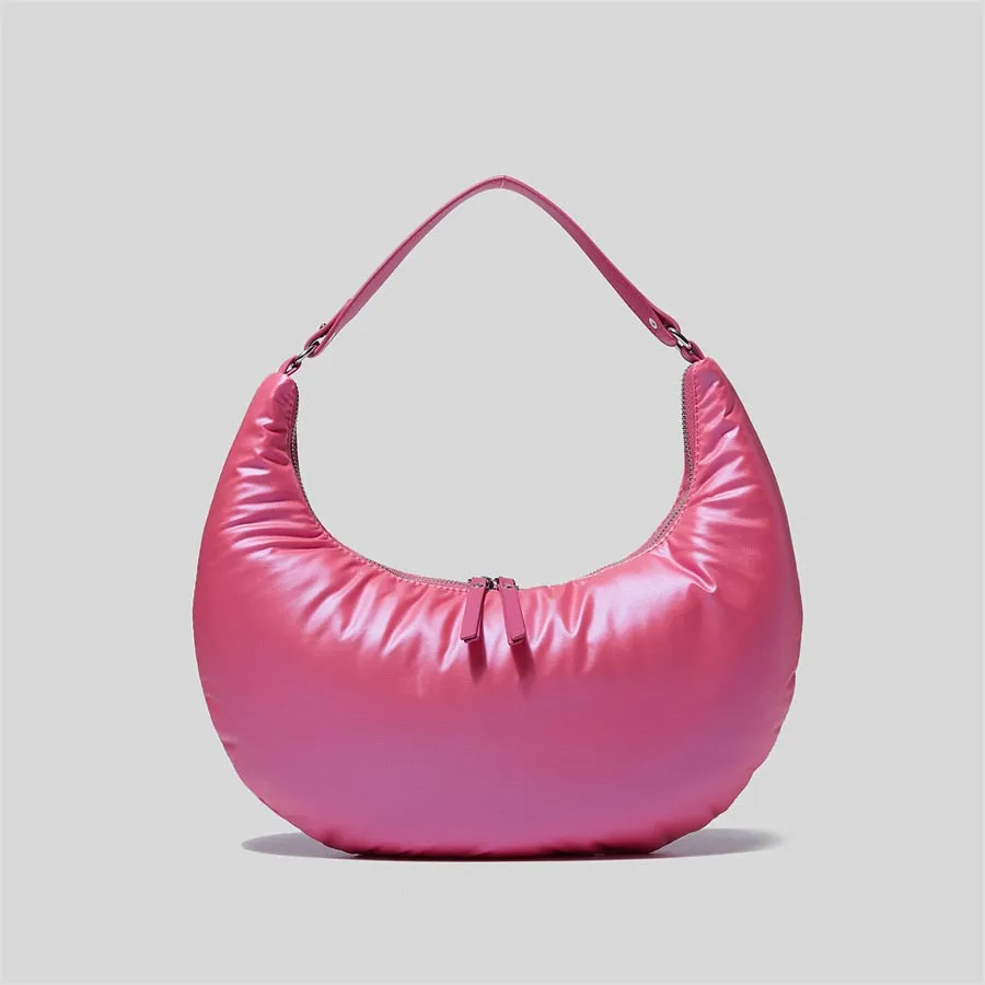 Christmas Gift Light Padded Bag Lepoard Women 2021 Winter Female Purses Shoulder Bag Pink Ladies Baguette Handbag Large Capacity Designer New