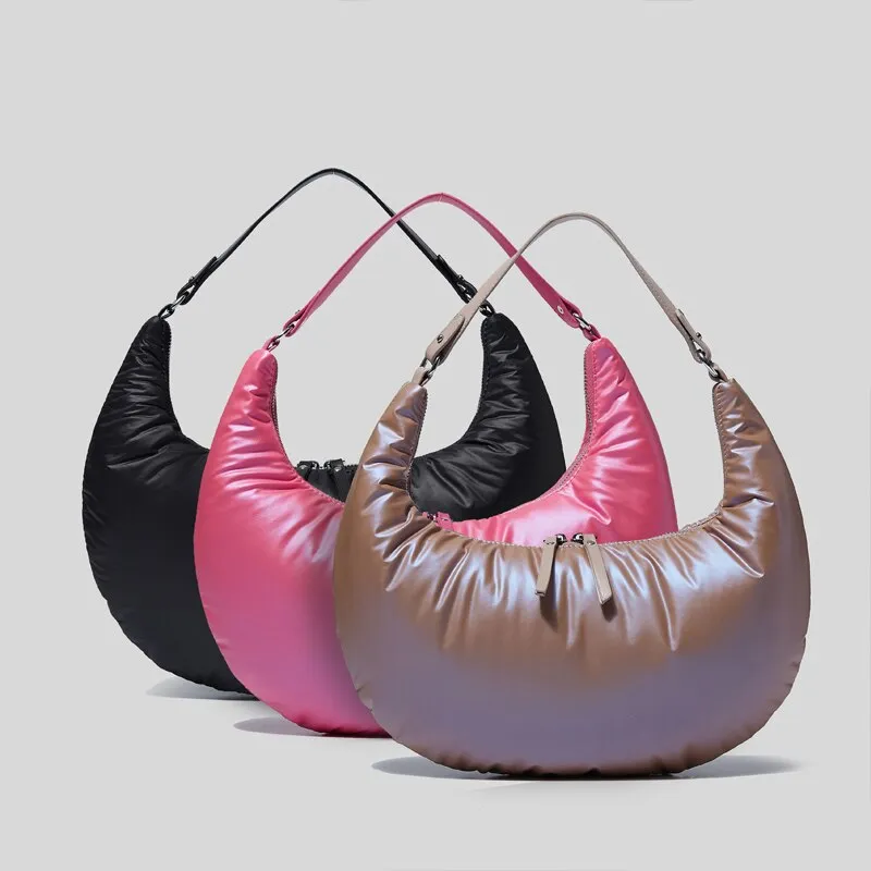 Christmas Gift Light Padded Bag Lepoard Women 2021 Winter Female Purses Shoulder Bag Pink Ladies Baguette Handbag Large Capacity Designer New