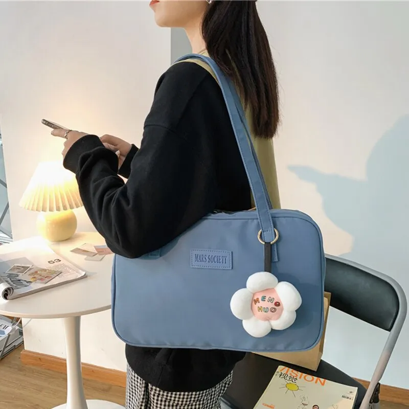 Christmas Gift NEW Real Photo Canvas Bag Student Soft Sister Uniform Bag Japanese Girl Commuter  Square Bag College Wind Portable Shoulder Bag