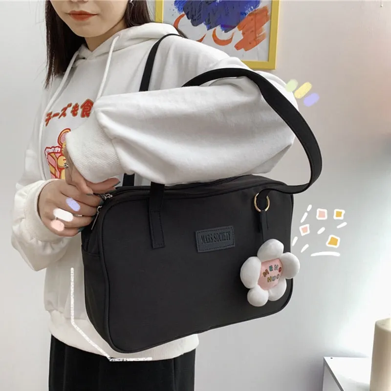 Christmas Gift NEW Real Photo Canvas Bag Student Soft Sister Uniform Bag Japanese Girl Commuter  Square Bag College Wind Portable Shoulder Bag