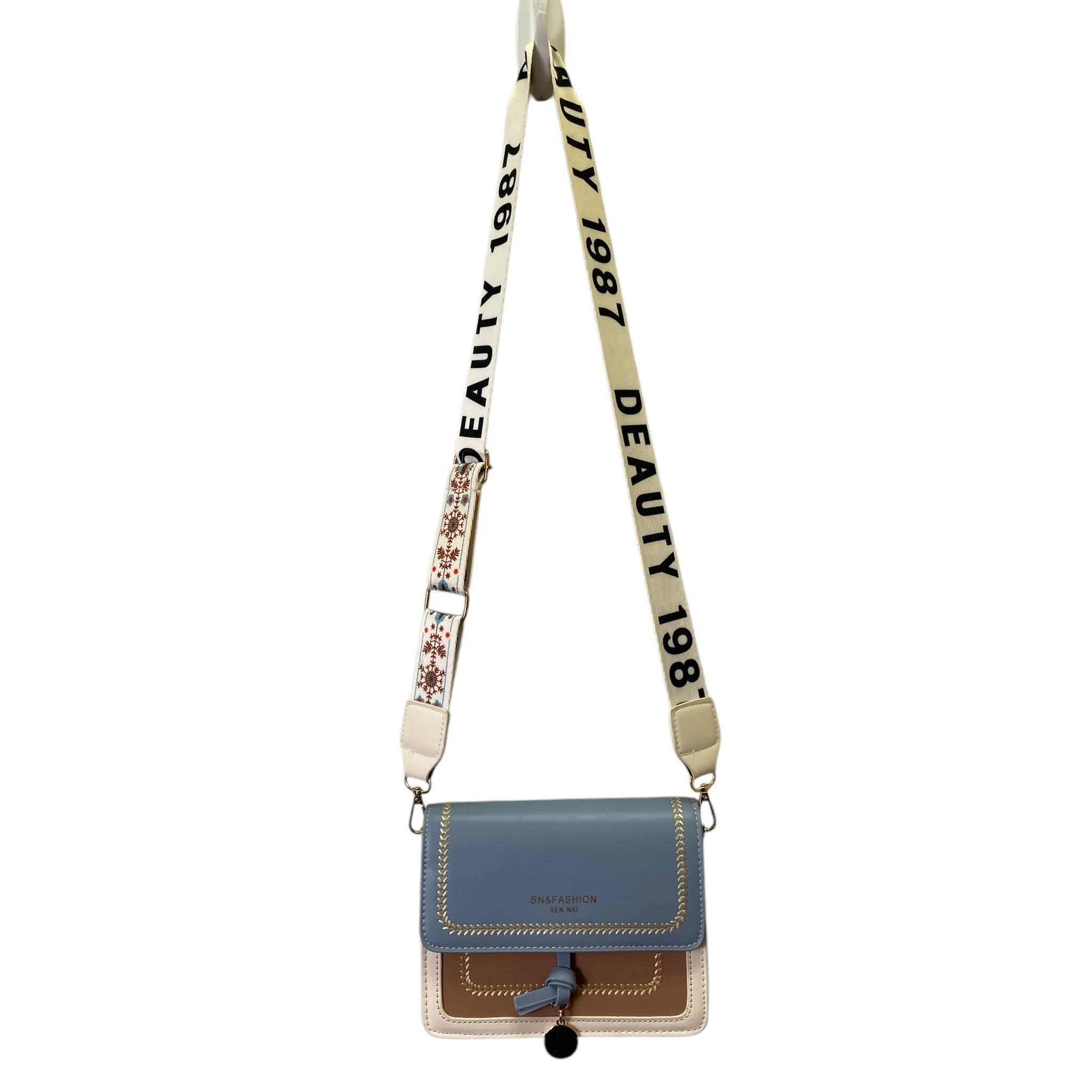 Crossbody By Sen Nai In Blue & Cream, Size:Small