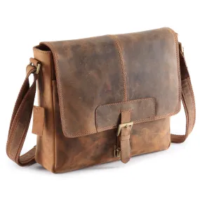 Distressed COW Hide Leather Bags Men,Half Flap Messenger / Laptop bags UM03
