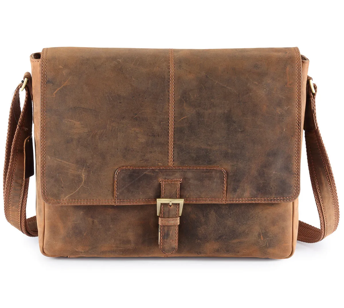 Distressed COW Hide Leather Bags Men,Half Flap Messenger / Laptop bags UM03
