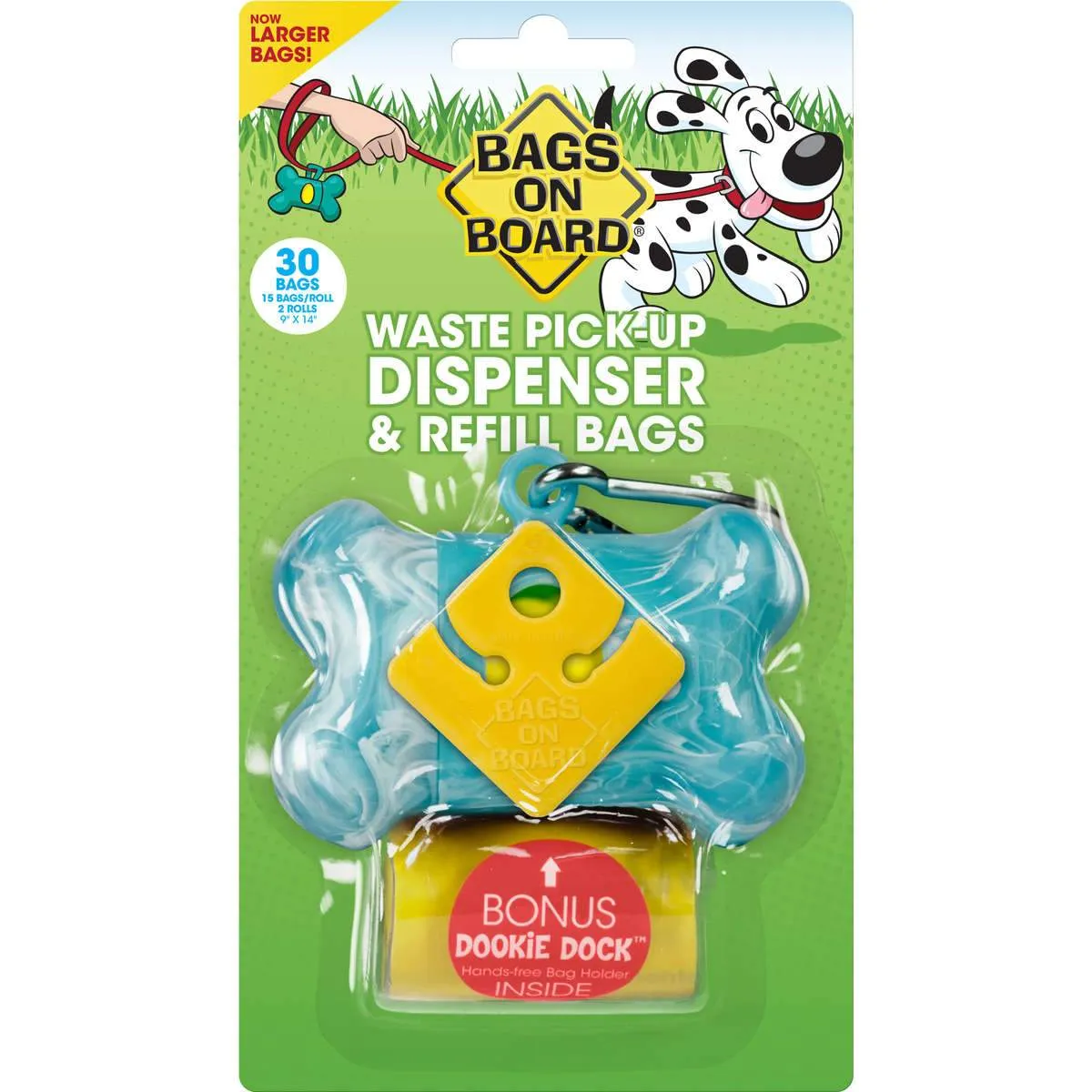 Dog Waste Pick Up Dispenser and Refill Bags with Dookie Dock - 30 bags - Bags on Board