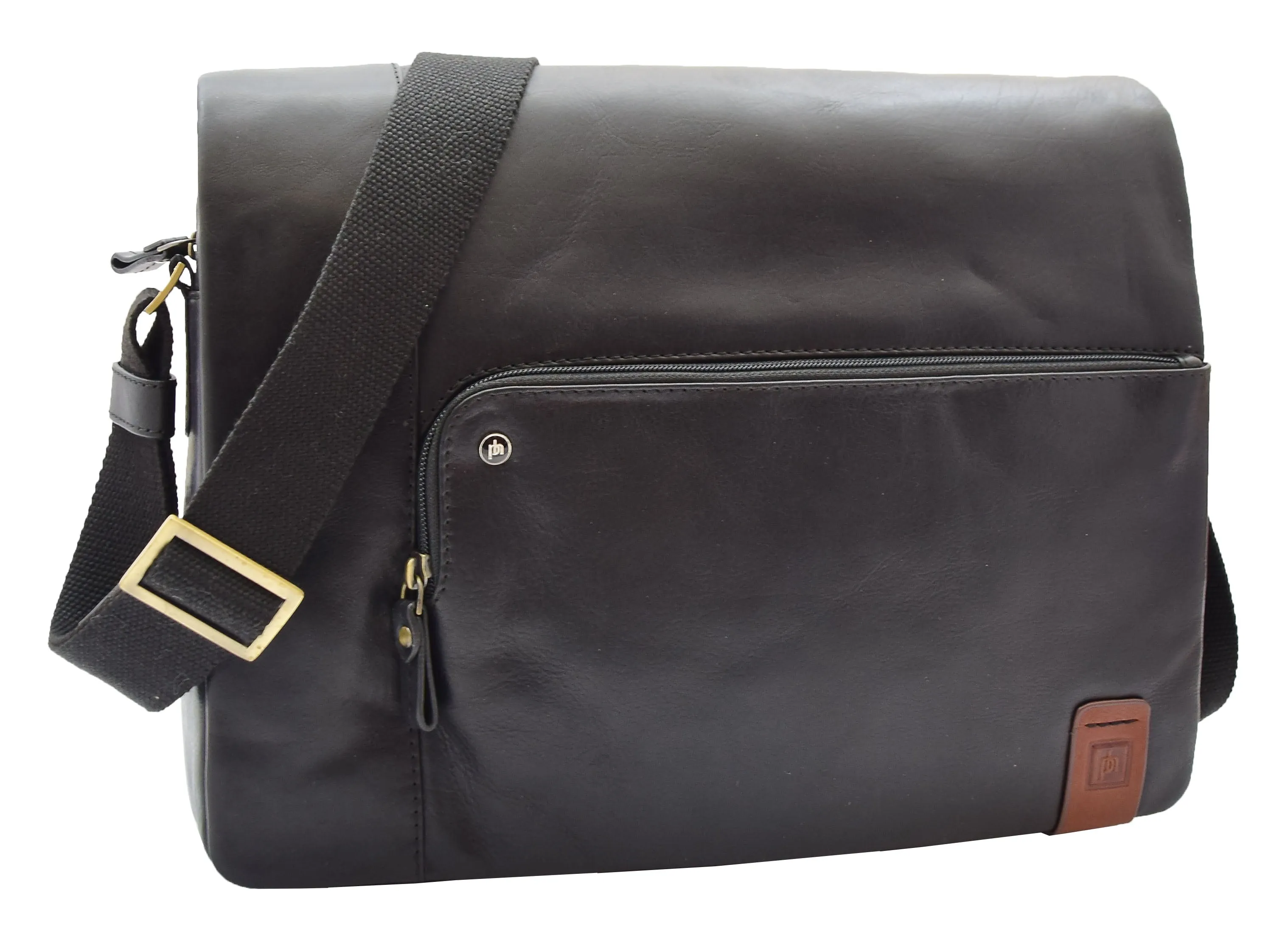 DR360 Men's Smart Casual Shoulder Leather Organiser Bag Black