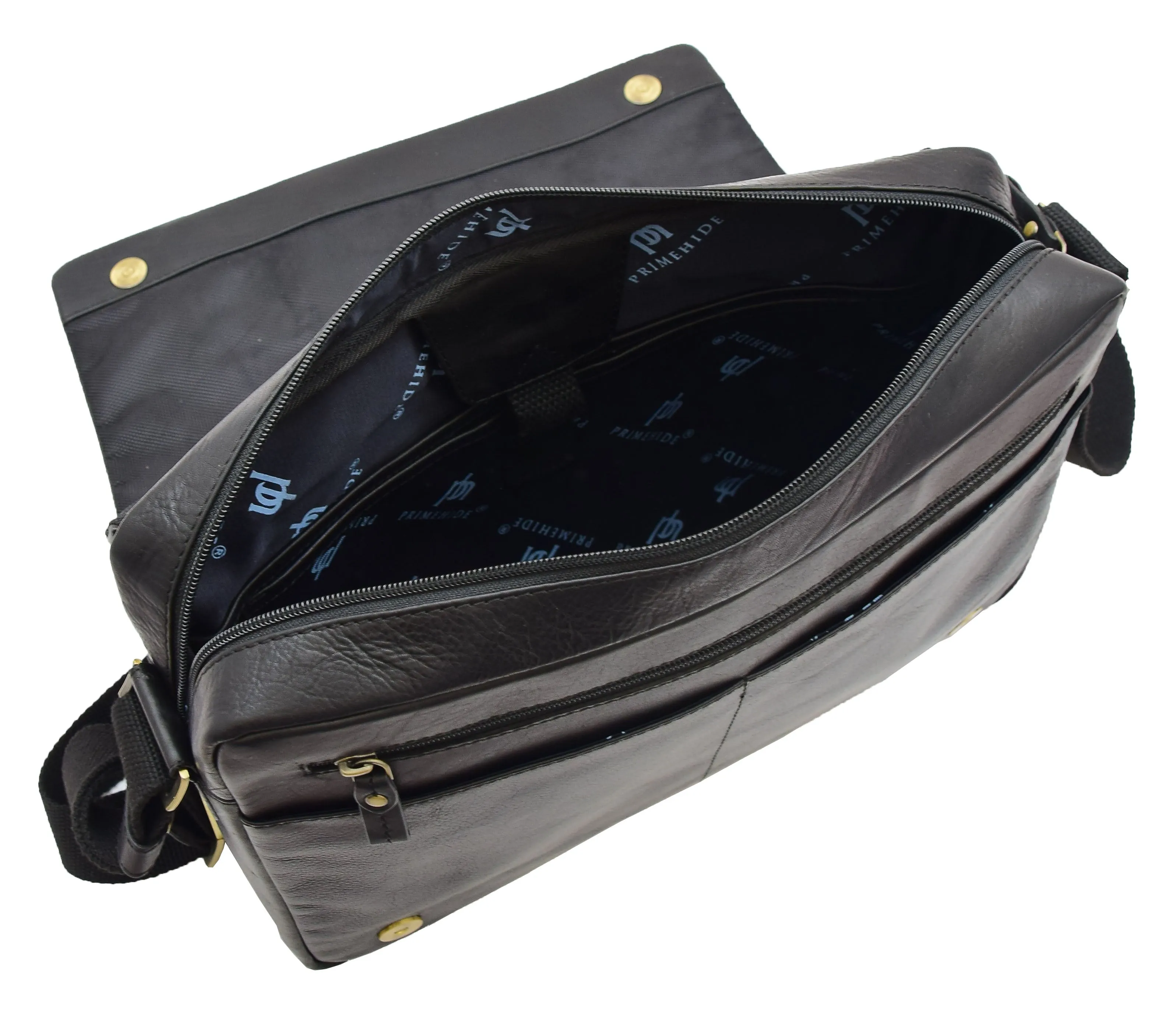 DR360 Men's Smart Casual Shoulder Leather Organiser Bag Black