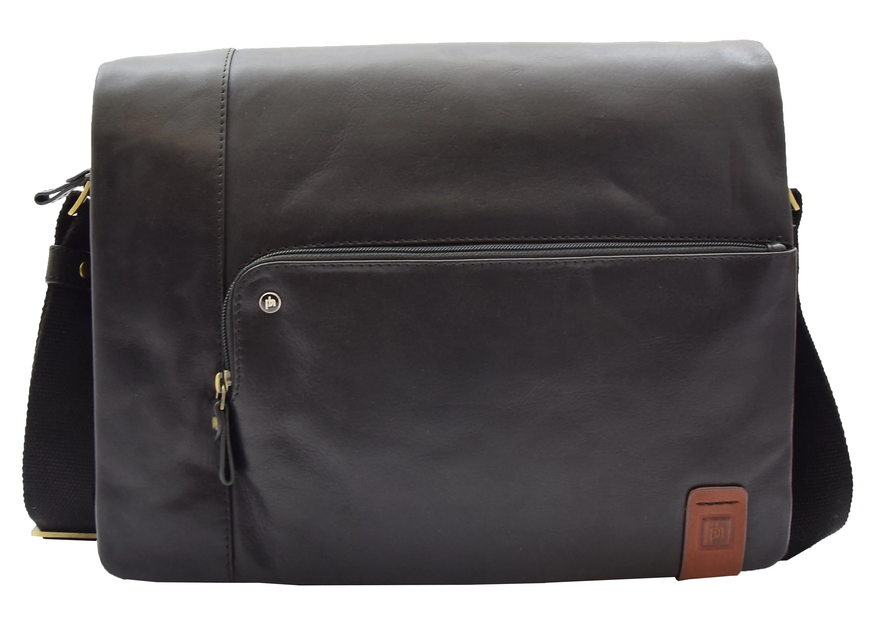 DR360 Men's Smart Casual Shoulder Leather Organiser Bag Black