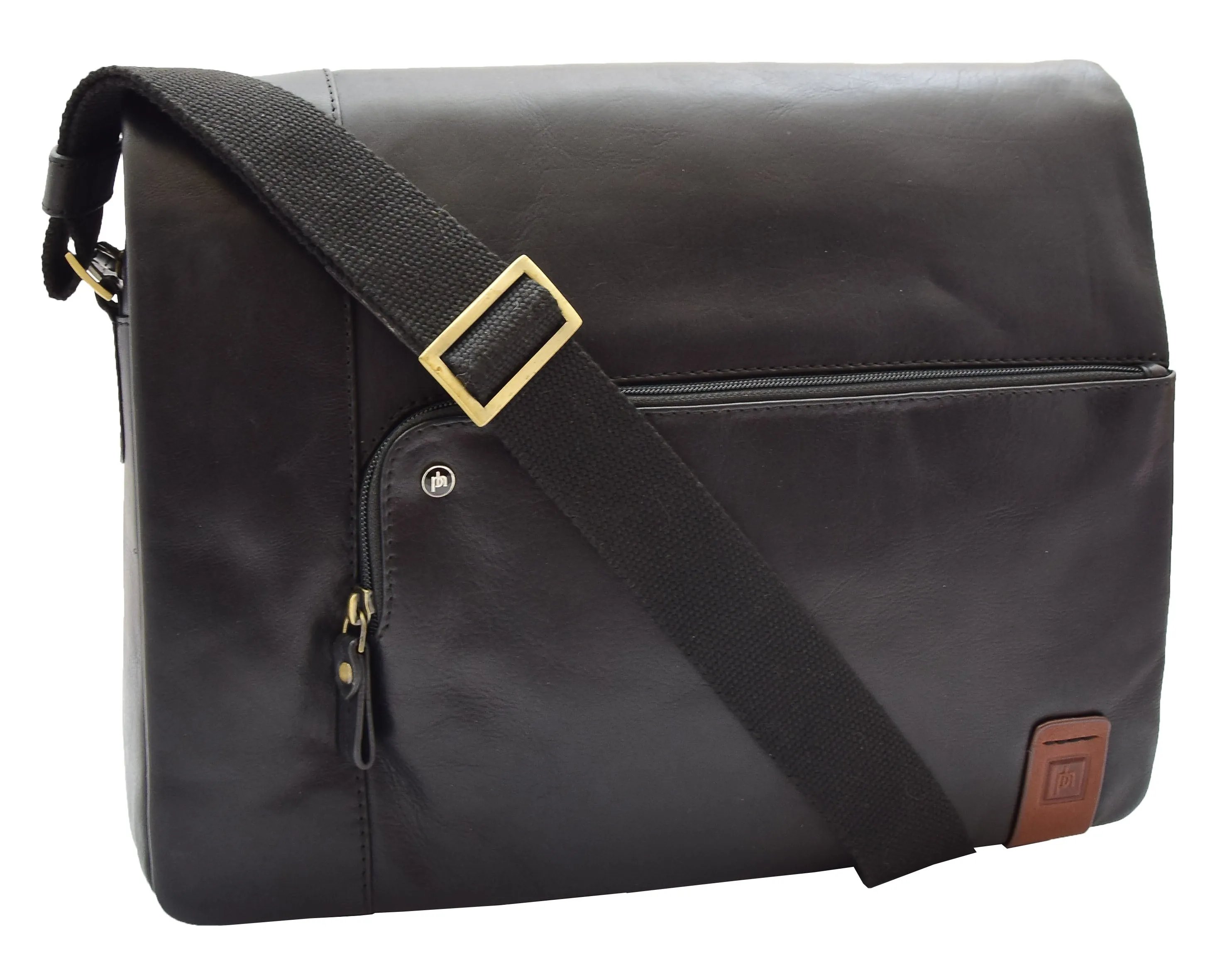 DR360 Men's Smart Casual Shoulder Leather Organiser Bag Black
