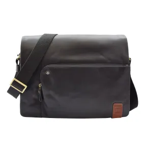 DR360 Men's Smart Casual Shoulder Leather Organiser Bag Black