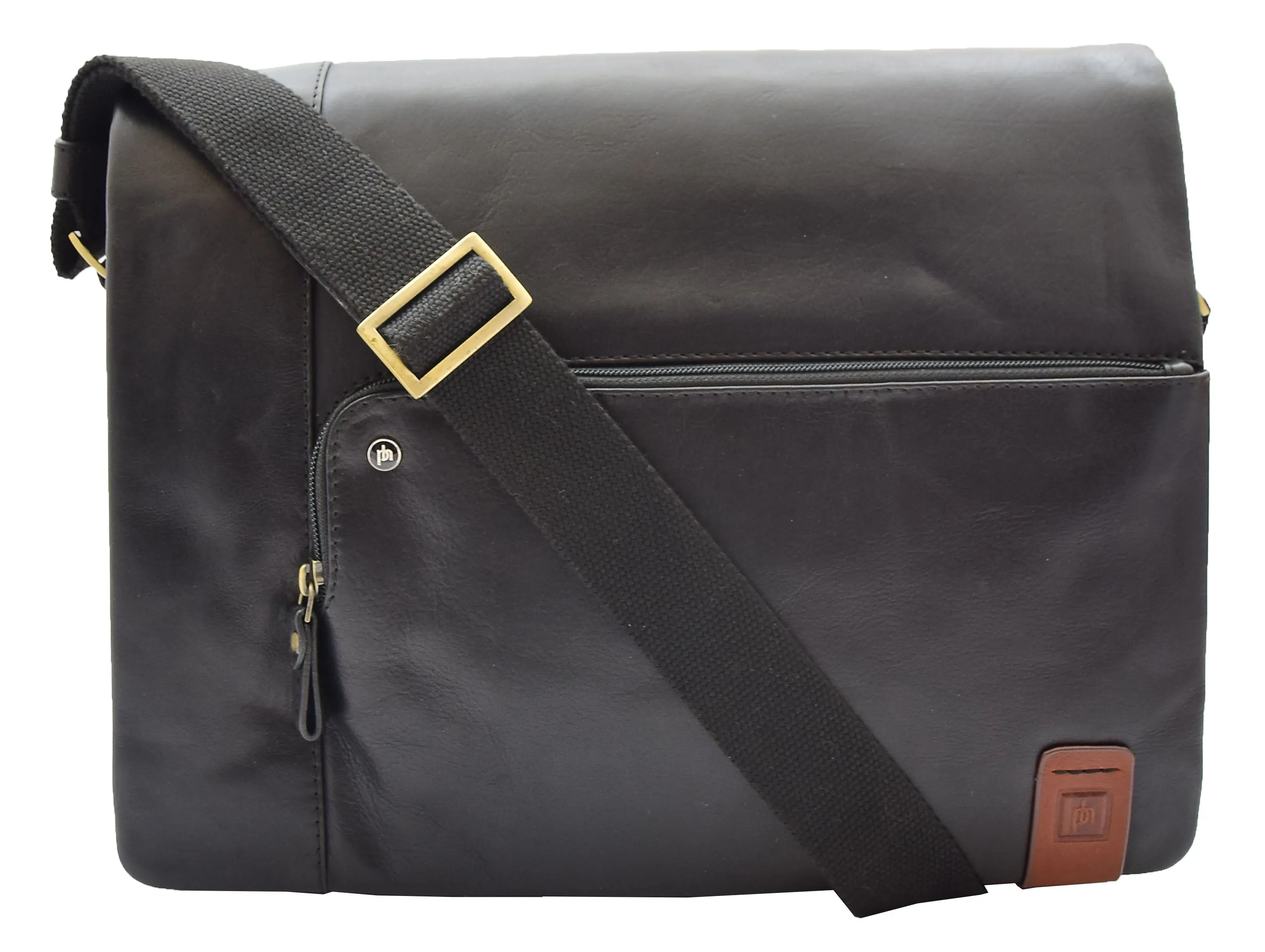DR360 Men's Smart Casual Shoulder Leather Organiser Bag Black