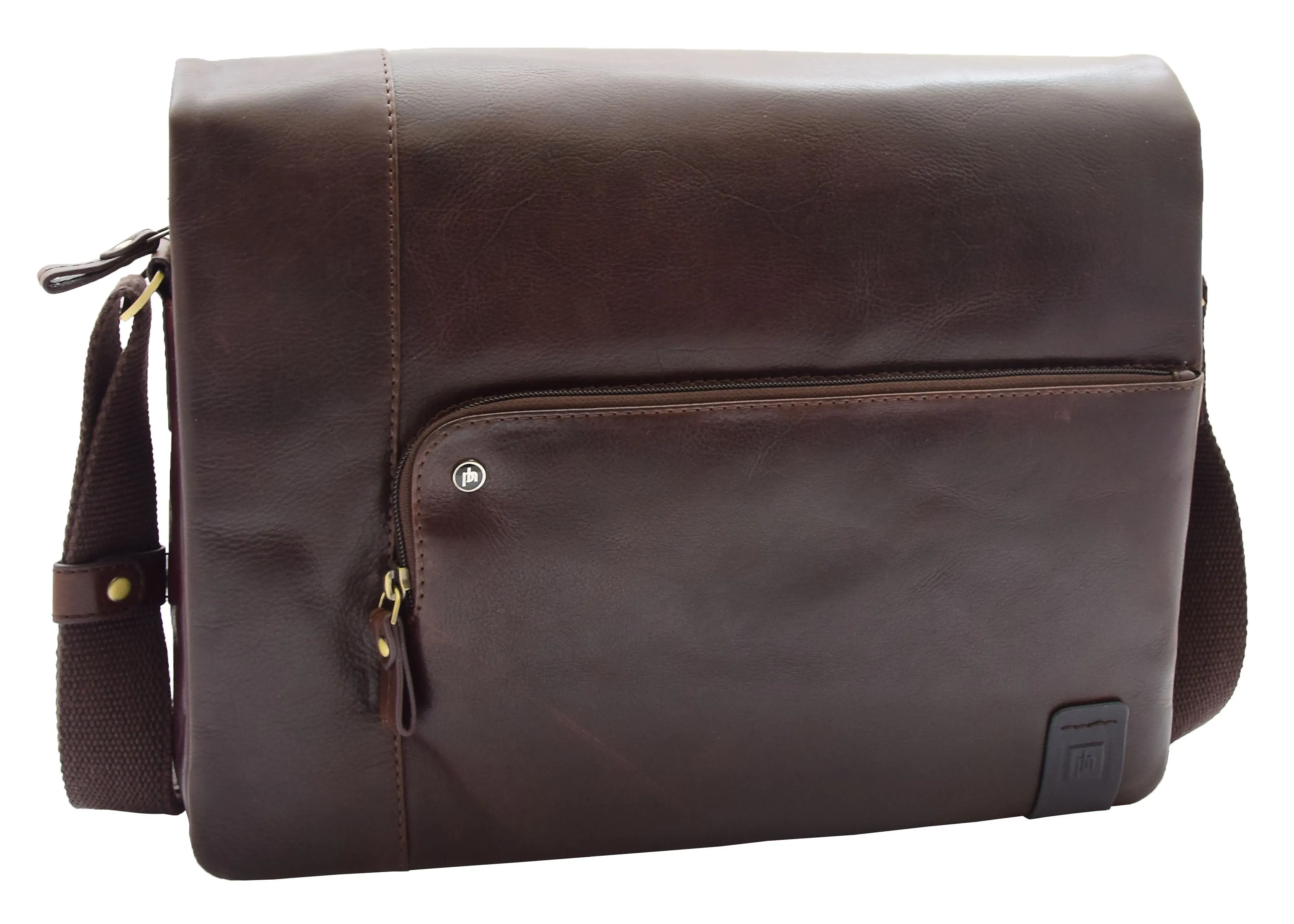 DR360 Men's Smart Casual Shoulder Leather Organiser Bag Brown
