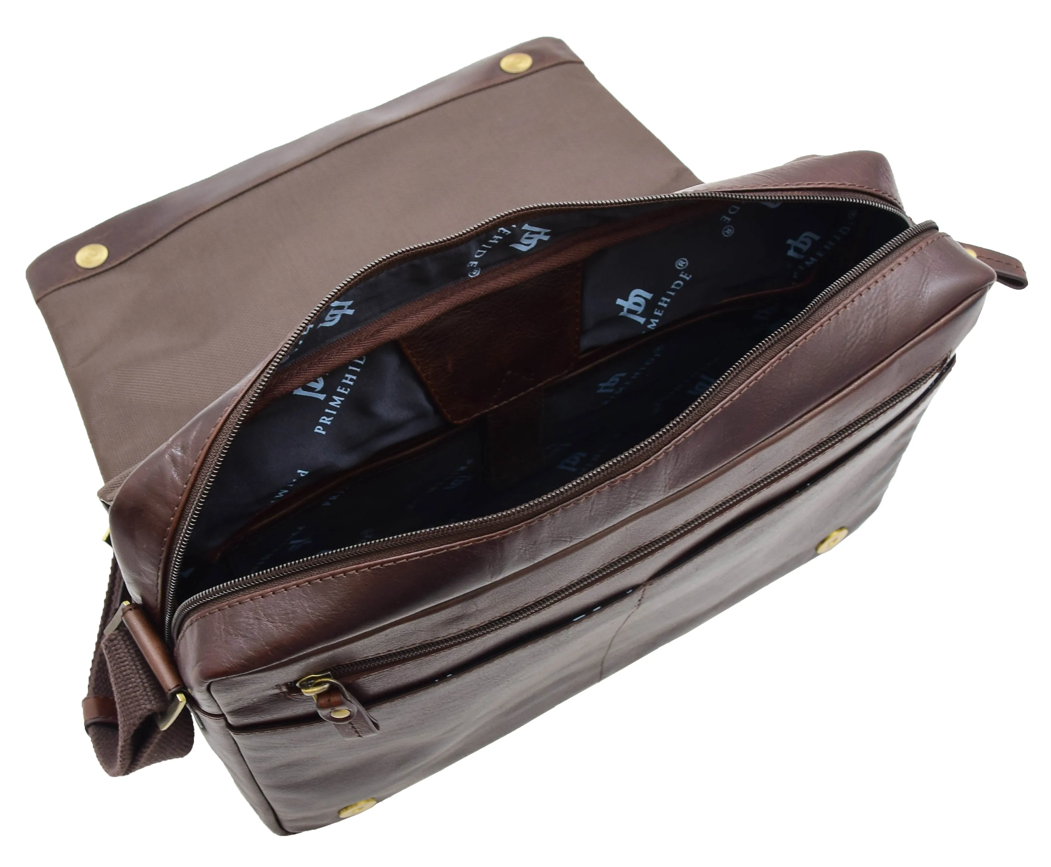 DR360 Men's Smart Casual Shoulder Leather Organiser Bag Brown