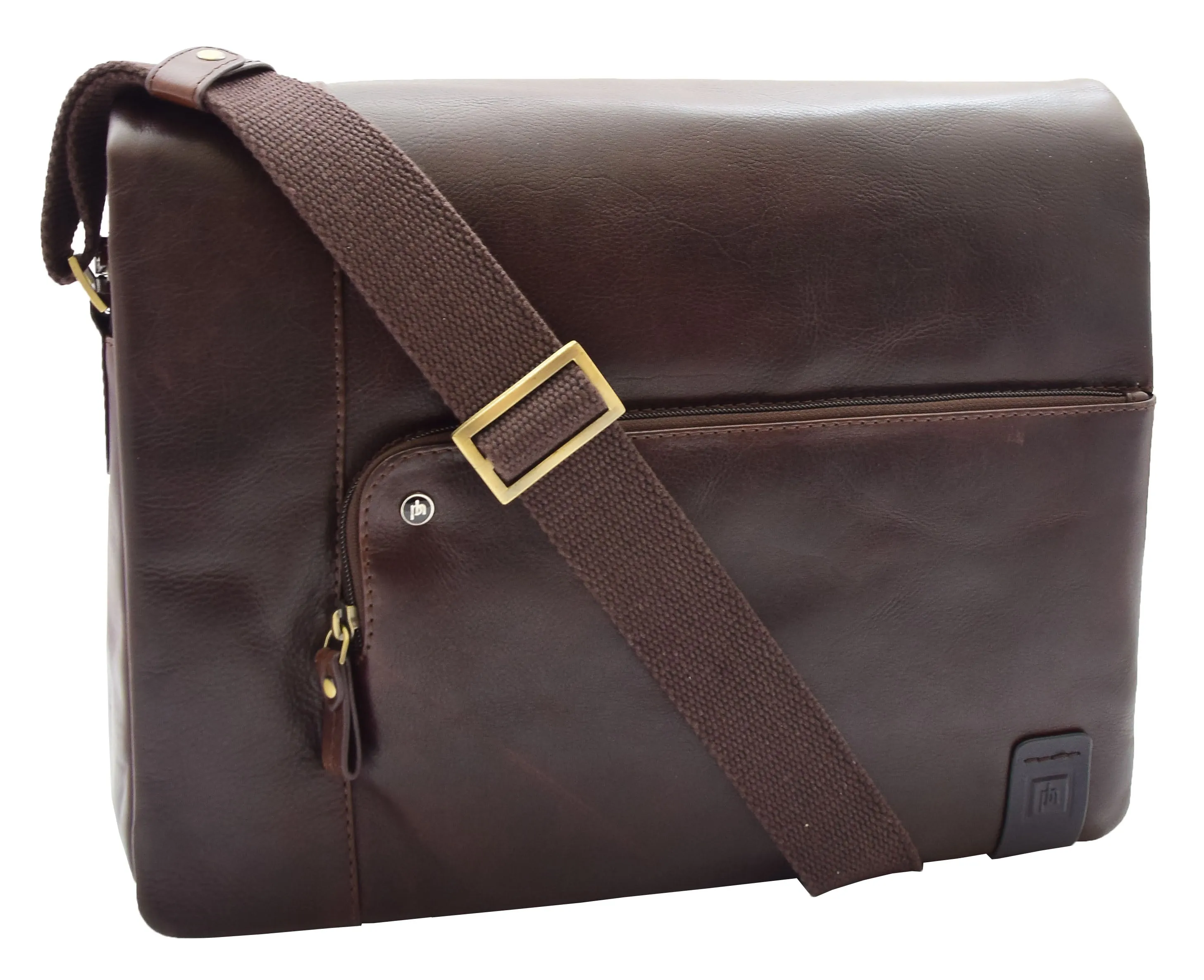 DR360 Men's Smart Casual Shoulder Leather Organiser Bag Brown