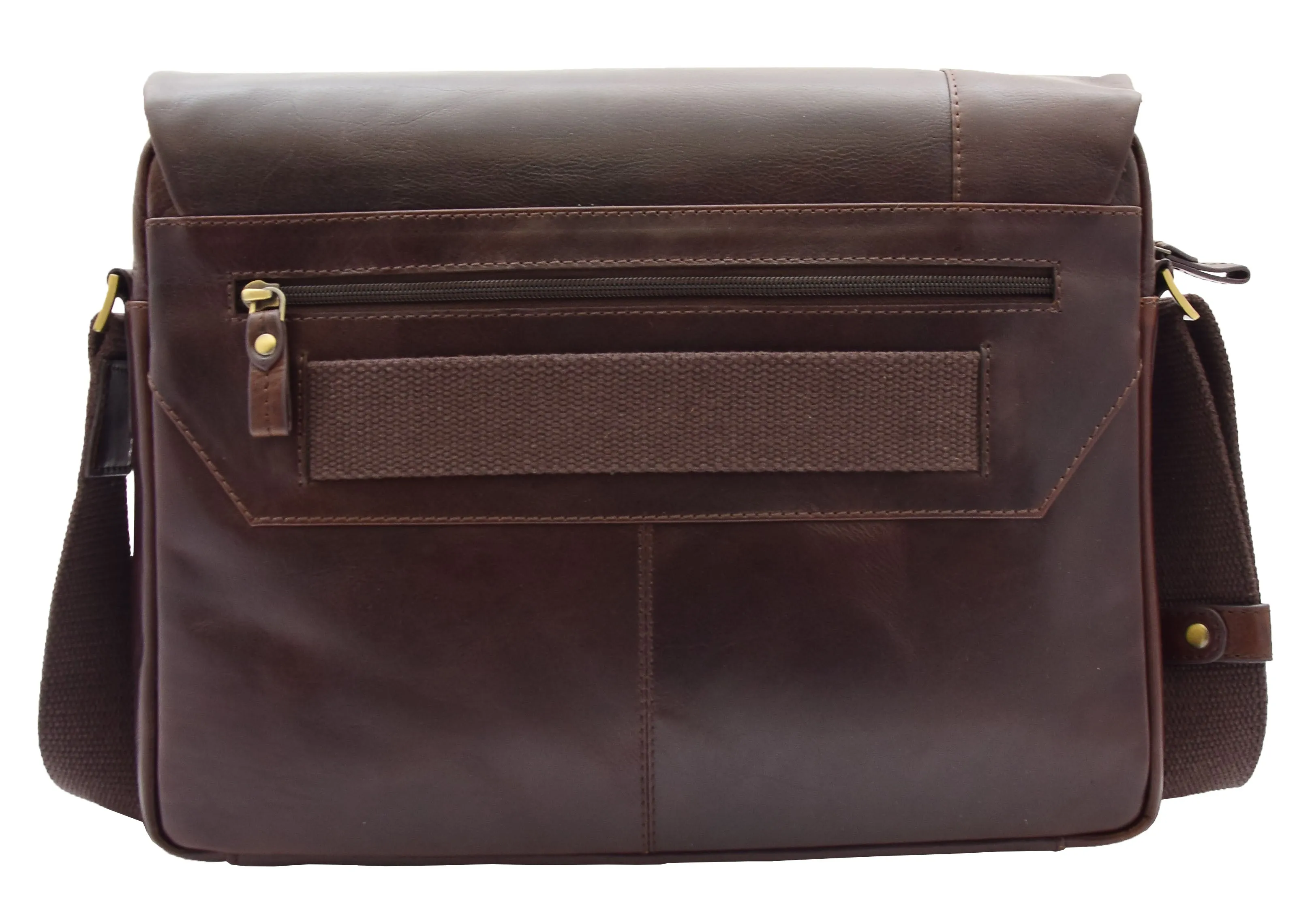 DR360 Men's Smart Casual Shoulder Leather Organiser Bag Brown