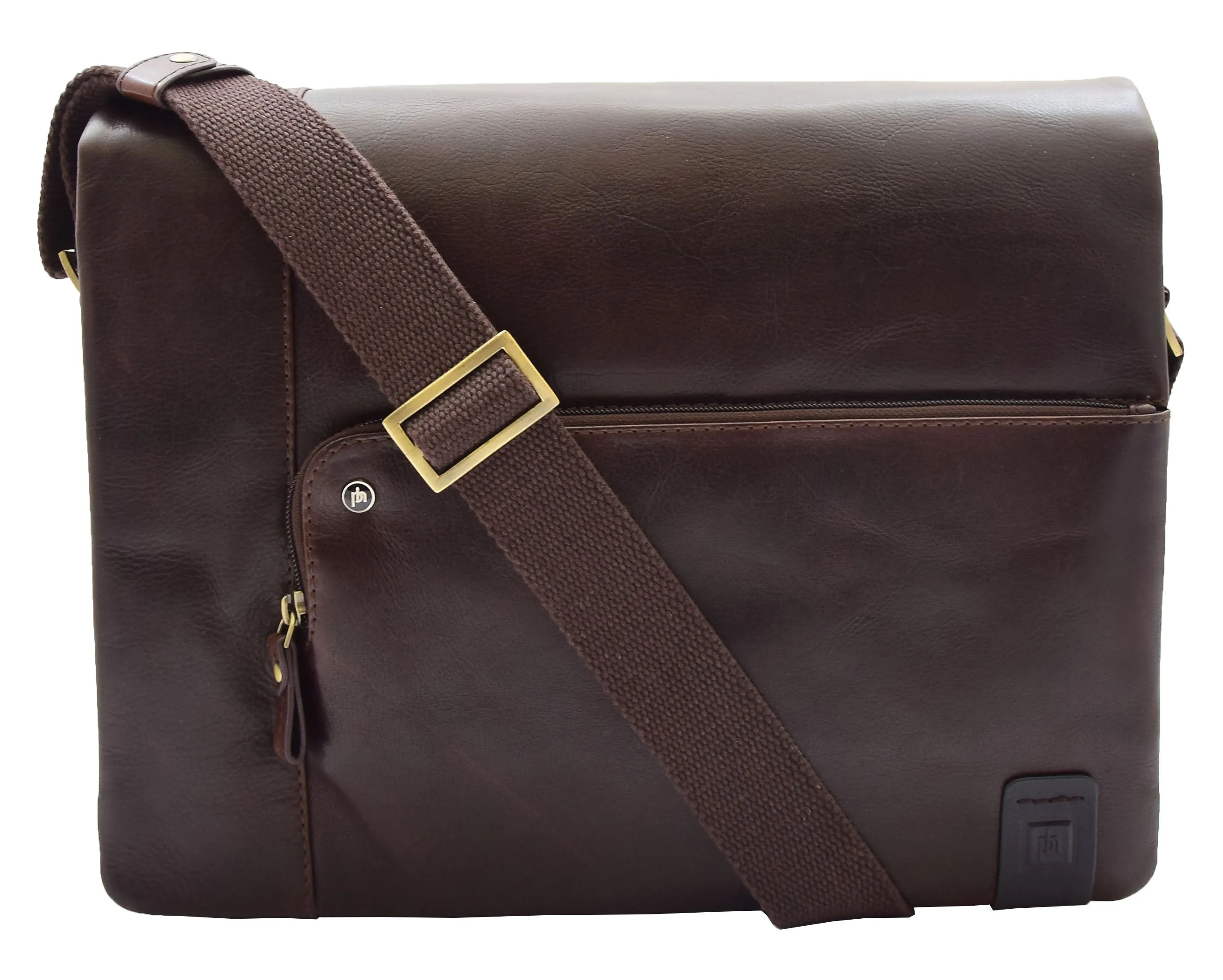 DR360 Men's Smart Casual Shoulder Leather Organiser Bag Brown