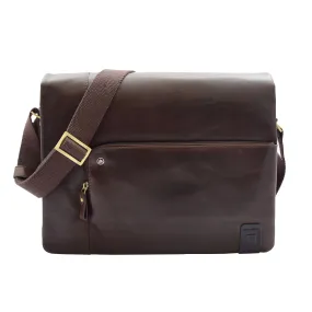 DR360 Men's Smart Casual Shoulder Leather Organiser Bag Brown