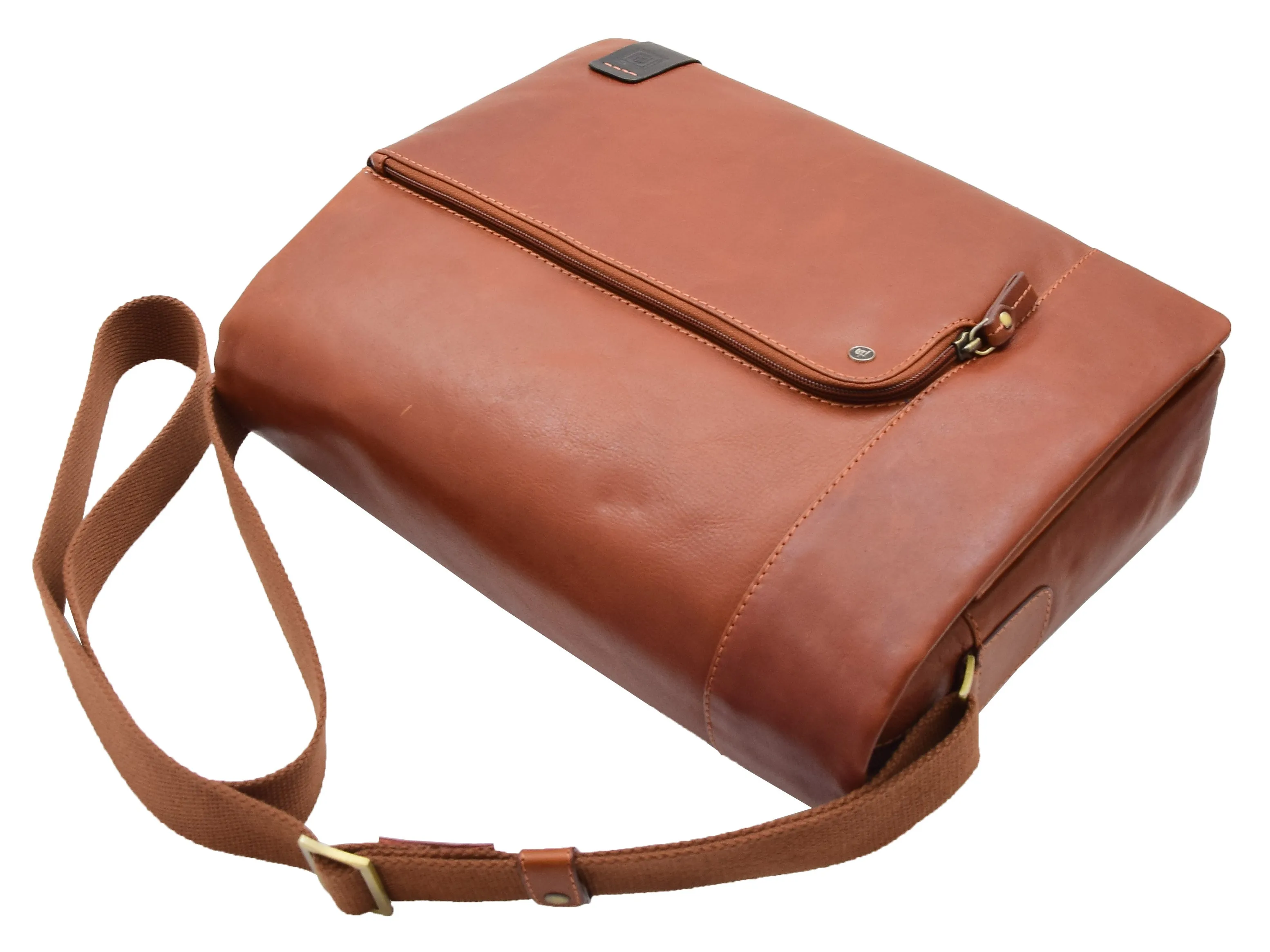 DR360 Men's Smart Casual Shoulder Leather Organiser Bag Chestnut