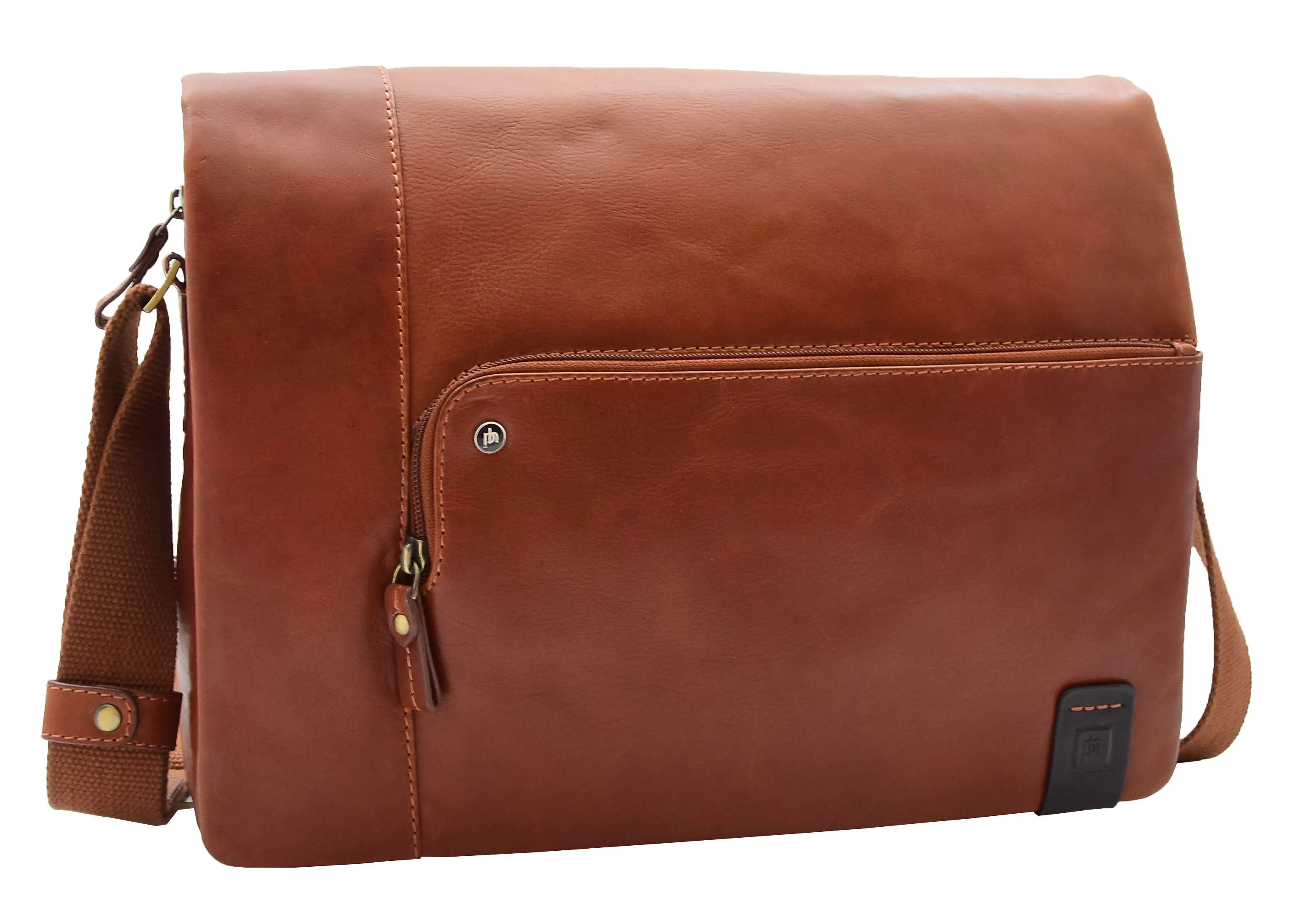 DR360 Men's Smart Casual Shoulder Leather Organiser Bag Chestnut