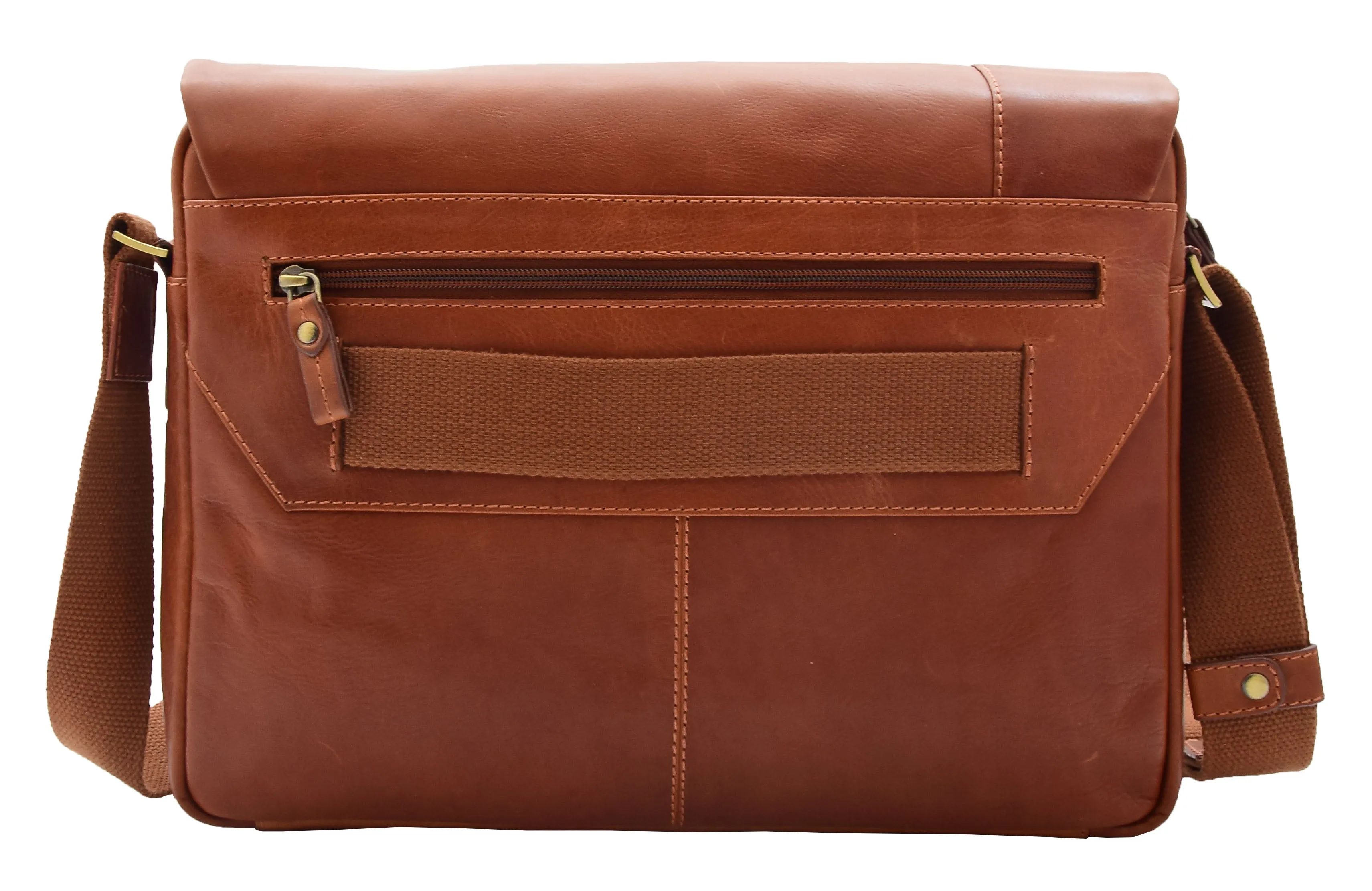 DR360 Men's Smart Casual Shoulder Leather Organiser Bag Chestnut
