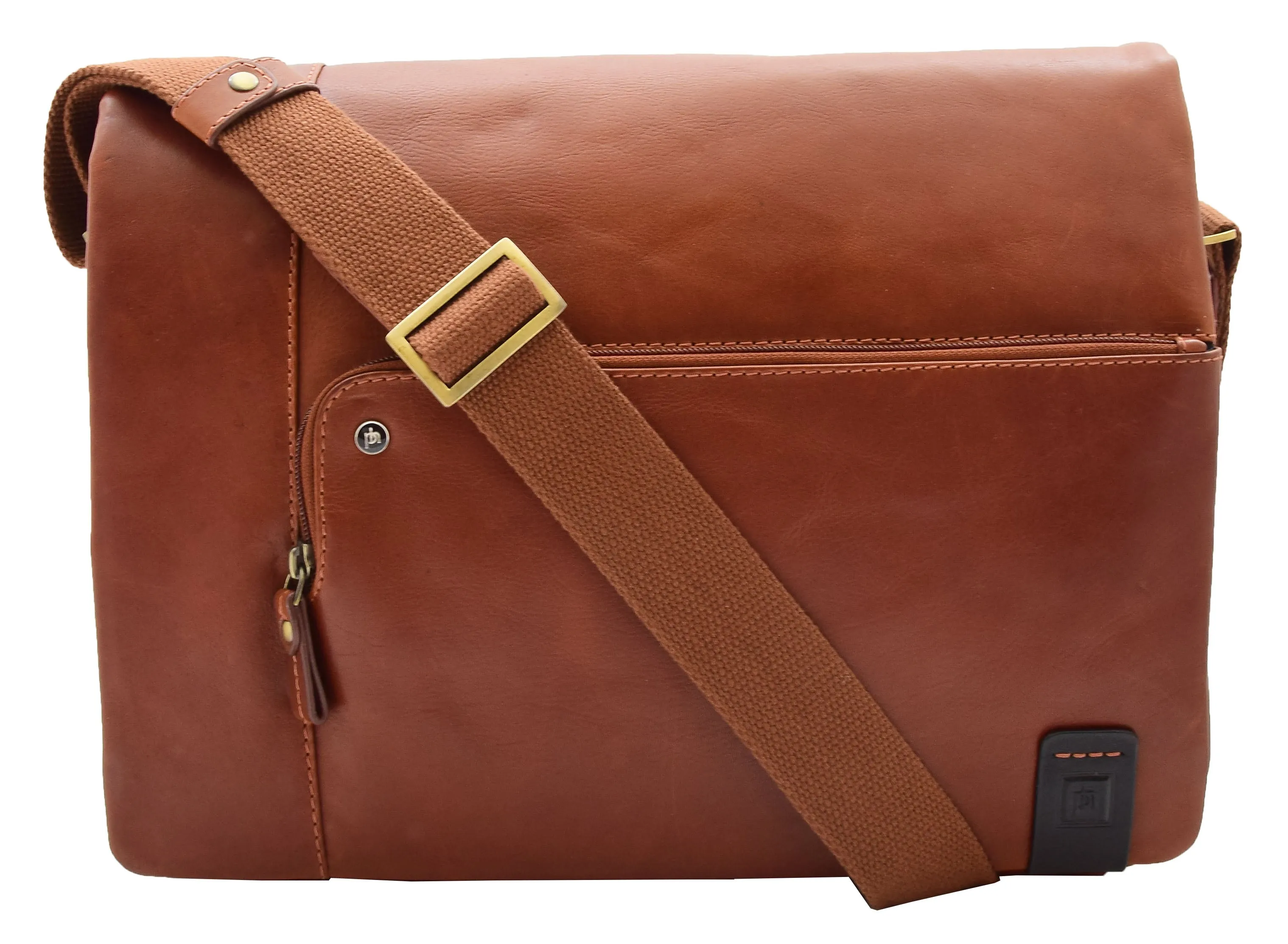 DR360 Men's Smart Casual Shoulder Leather Organiser Bag Chestnut