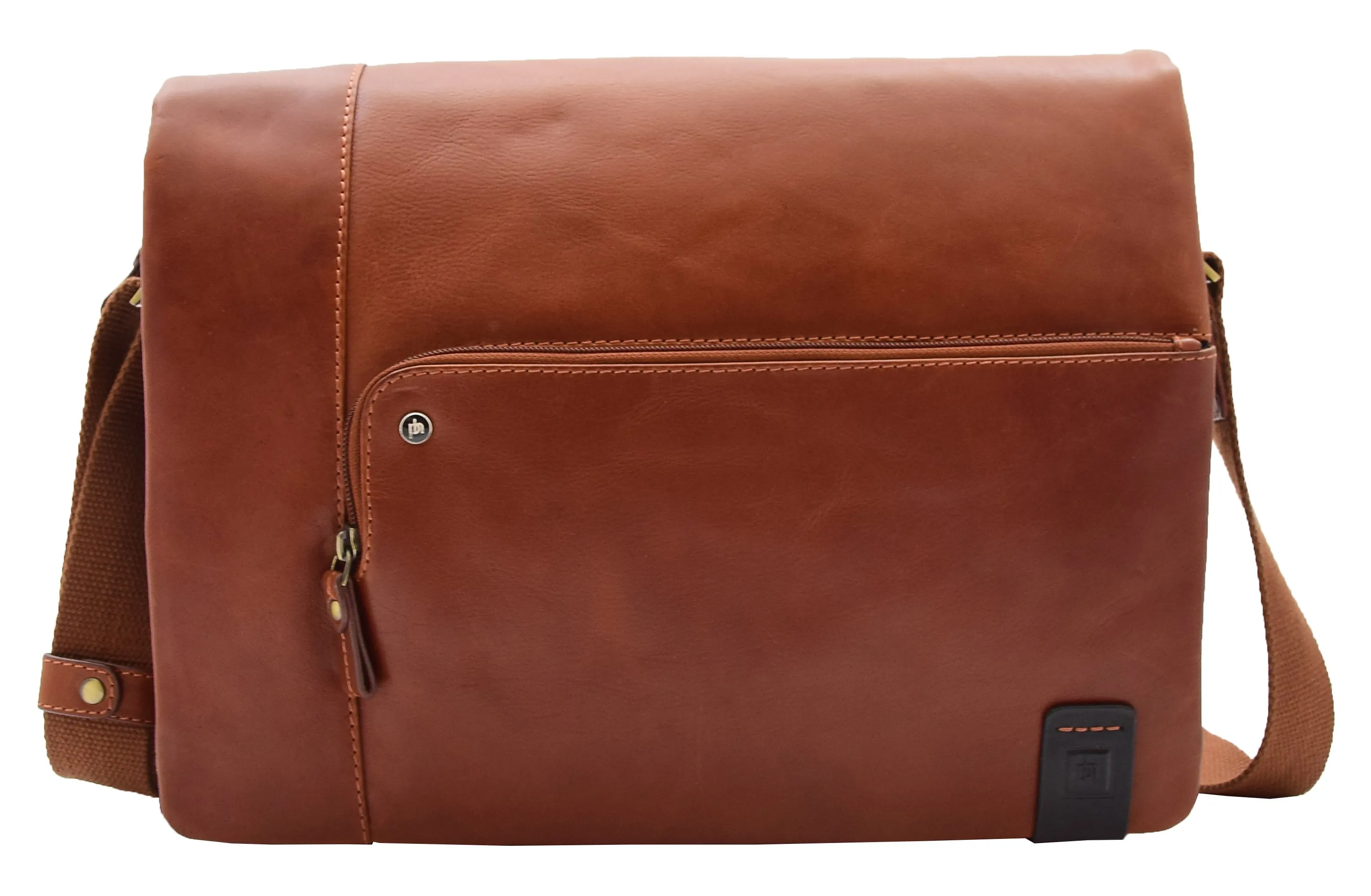 DR360 Men's Smart Casual Shoulder Leather Organiser Bag Chestnut