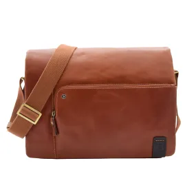 DR360 Men's Smart Casual Shoulder Leather Organiser Bag Chestnut