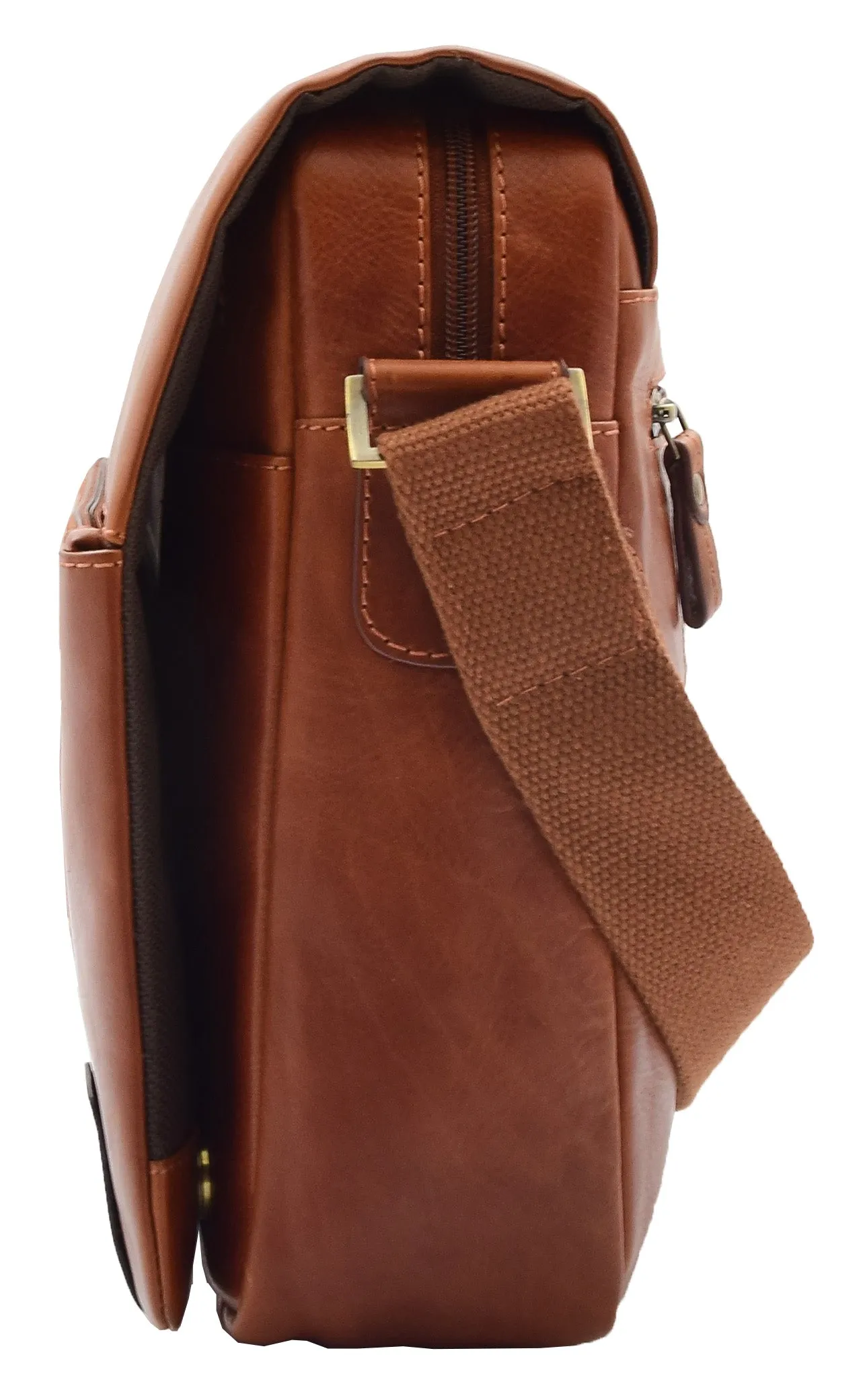 DR360 Men's Smart Casual Shoulder Leather Organiser Bag Chestnut