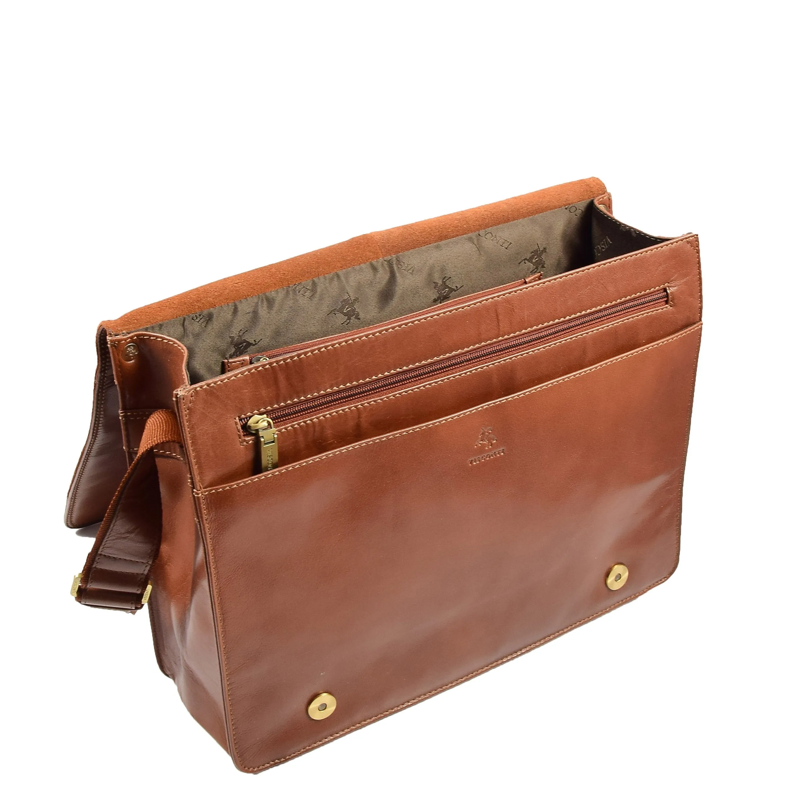 DR384 Men's Leather Cross Body Satchel Bag Tan