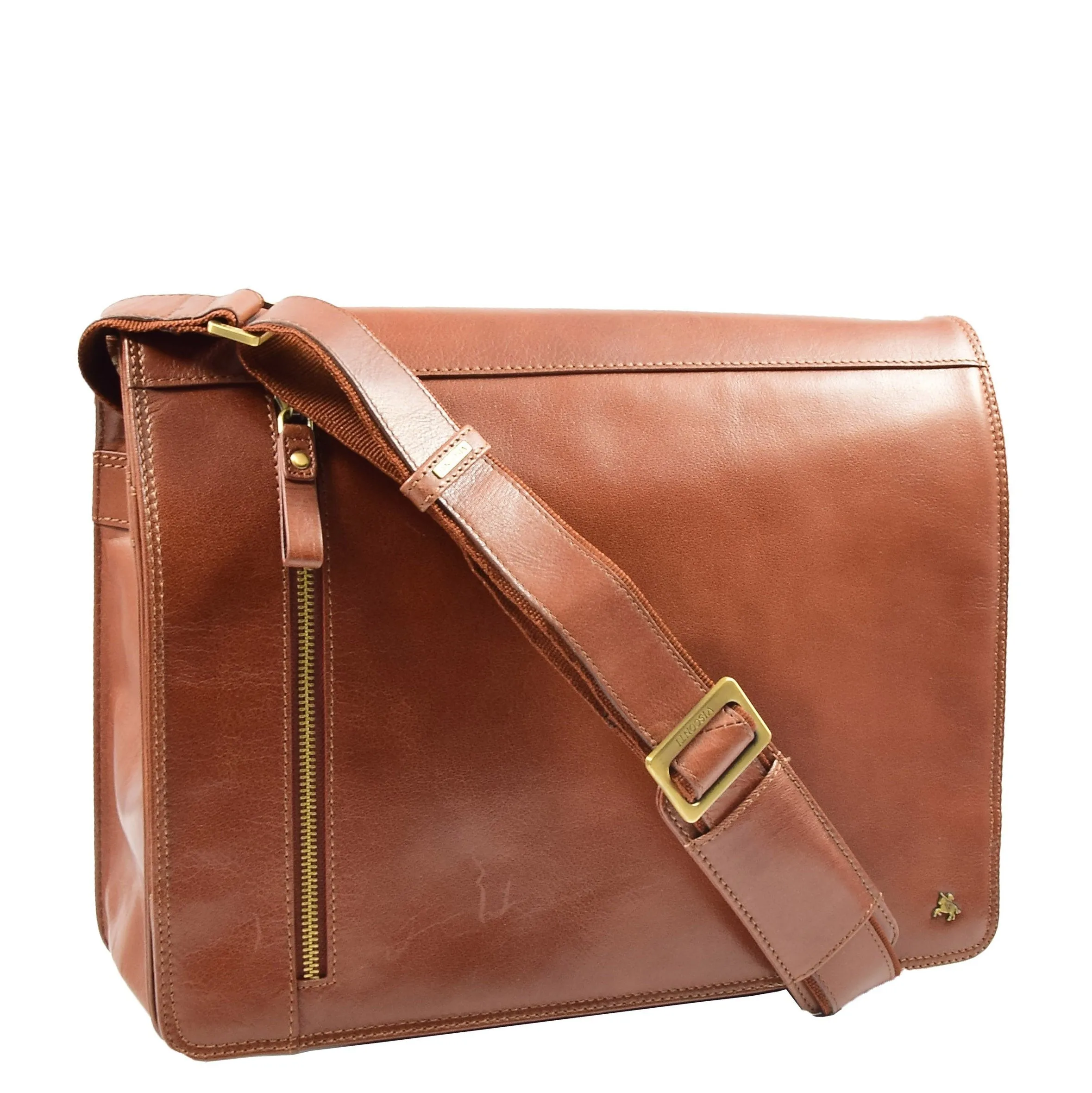 DR384 Men's Leather Cross Body Satchel Bag Tan