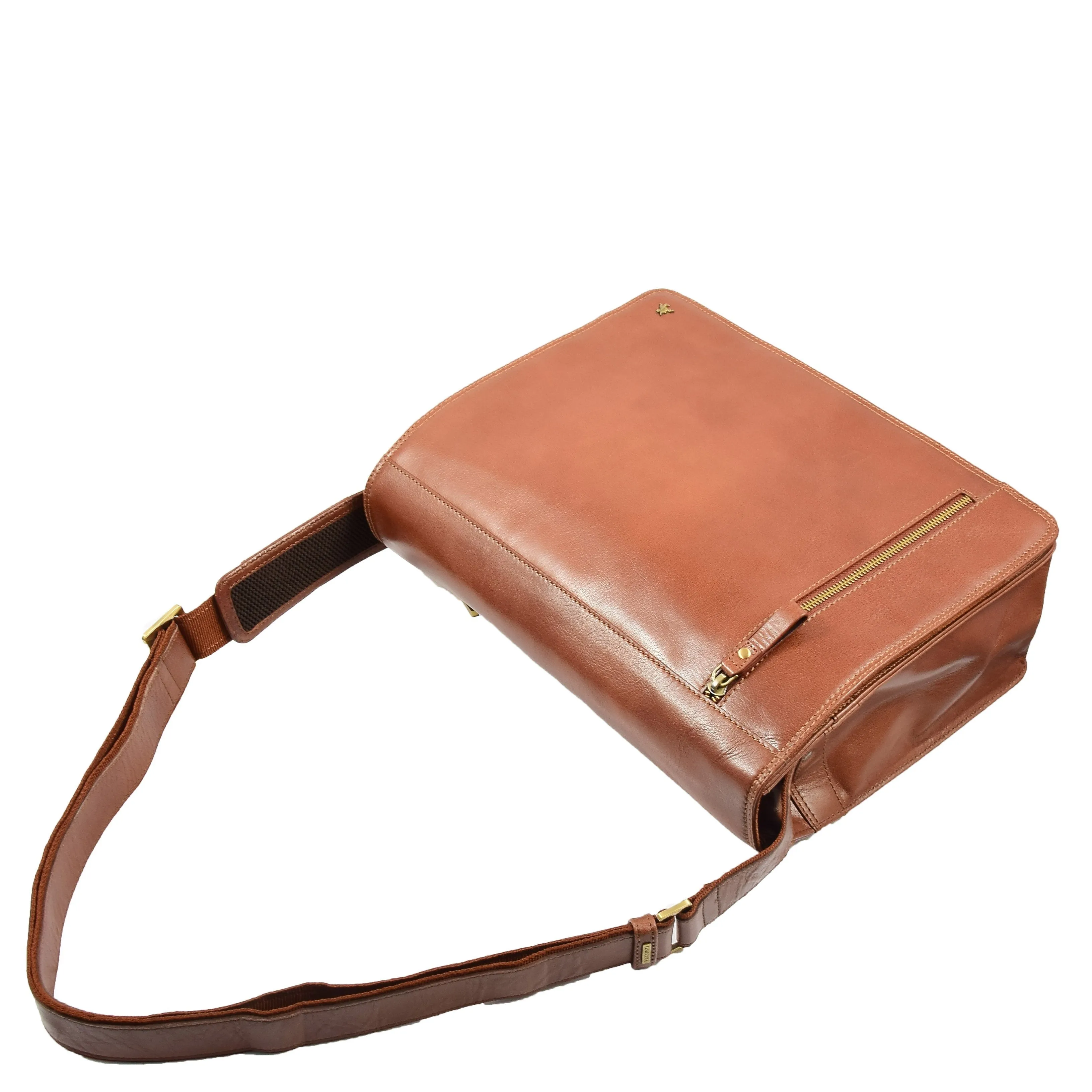 DR384 Men's Leather Cross Body Satchel Bag Tan