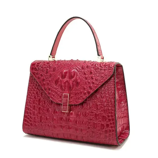 Embossed Pattern Leather Tote Handbag